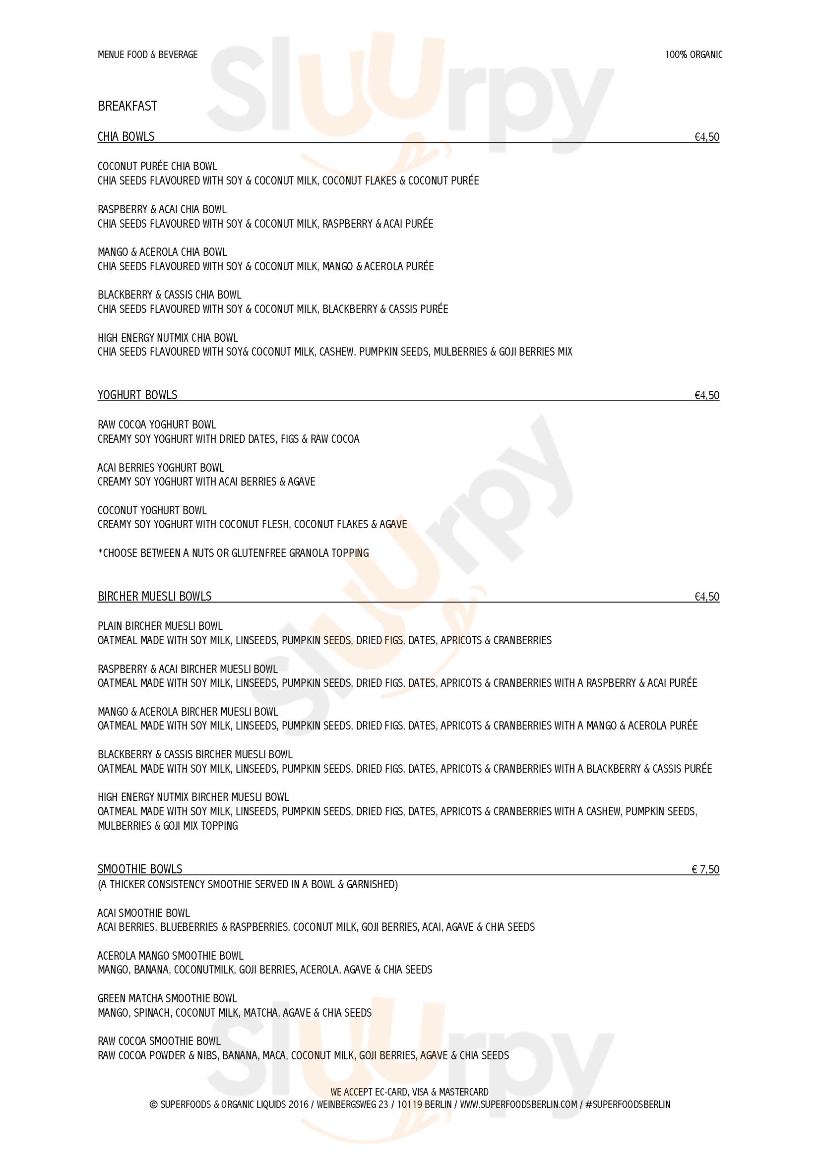 Superfoods & Organic Liquids Berlin Menu - 1