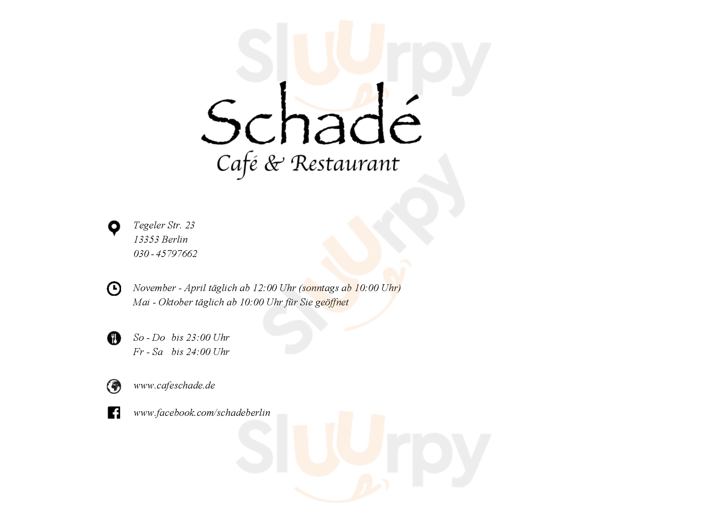 Schade Berlin Menu - 1