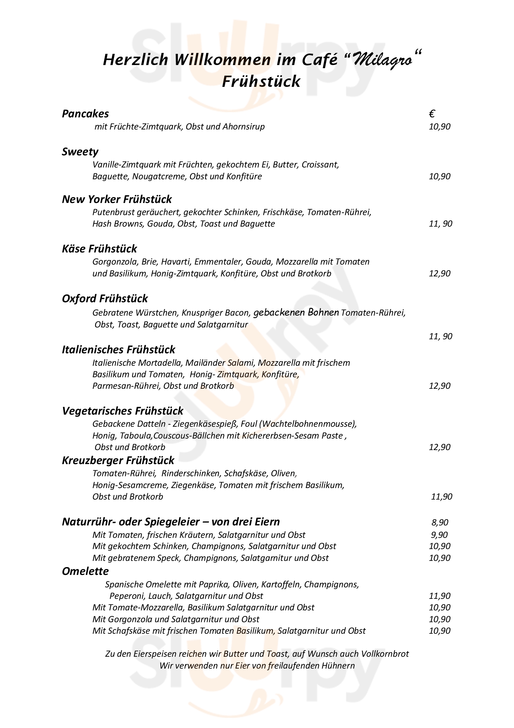 Milagro Berlin Menu - 1