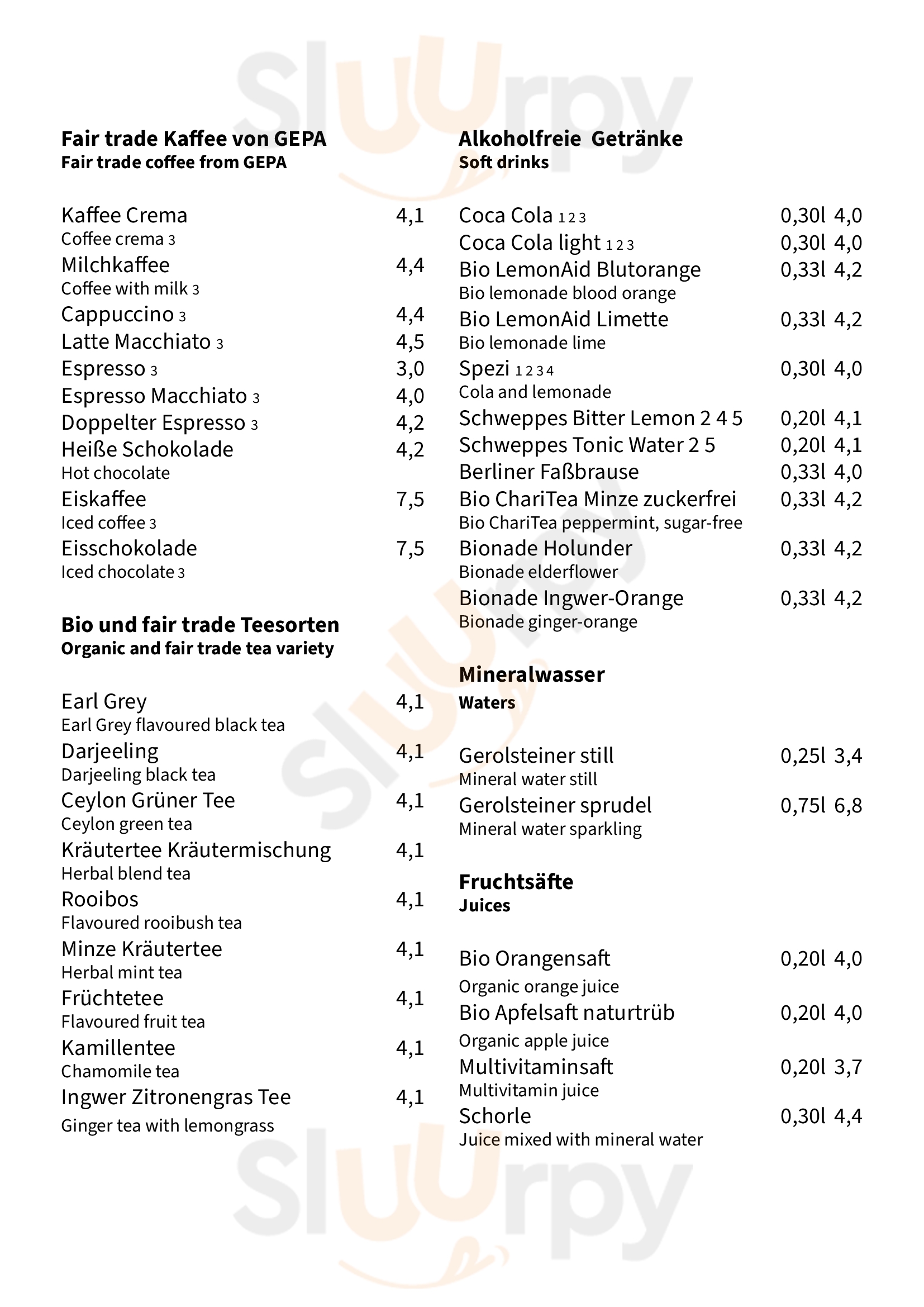 Main Menu - Bistro Grenzfall