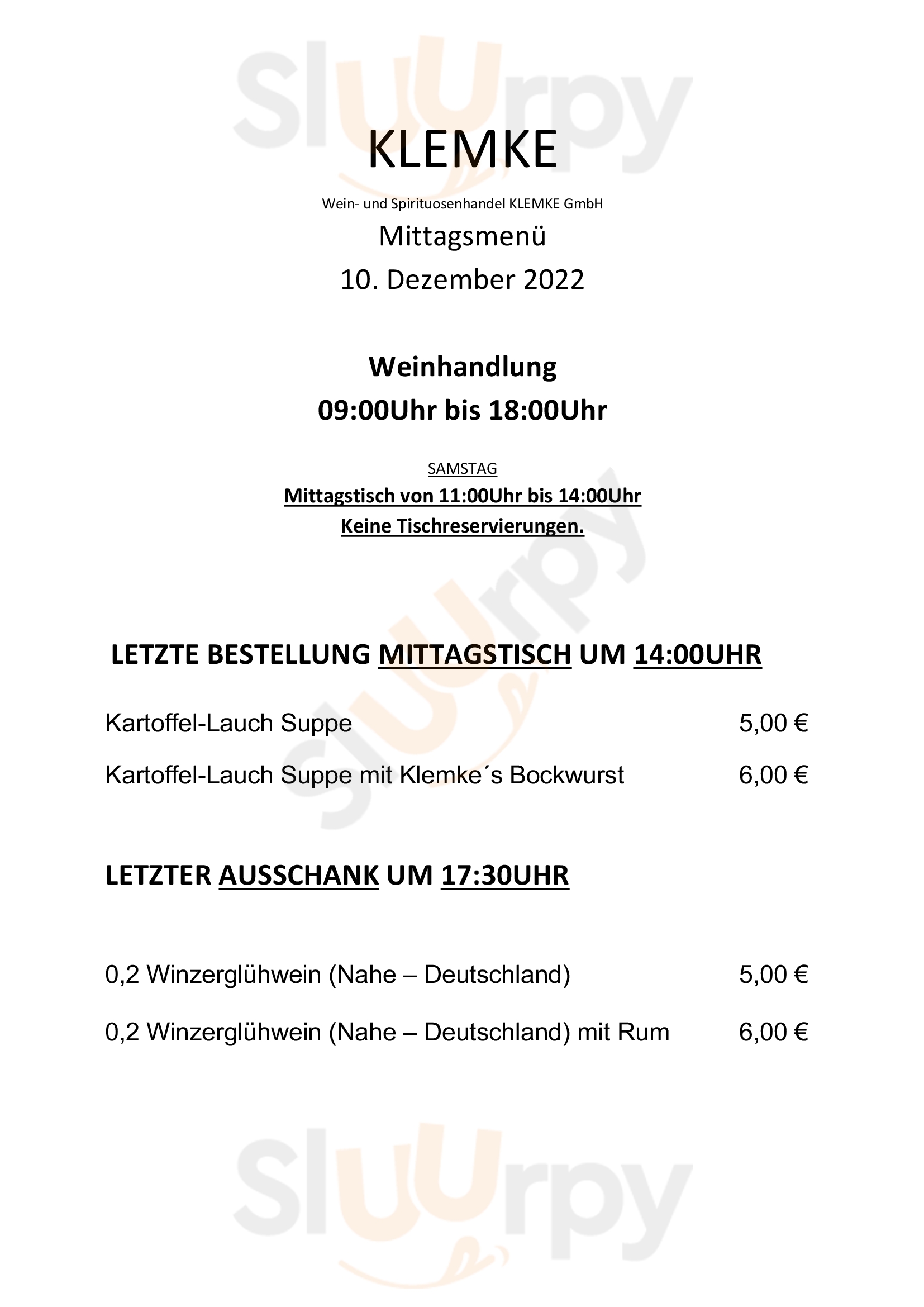 Klemke Wein Berlin Menu - 1