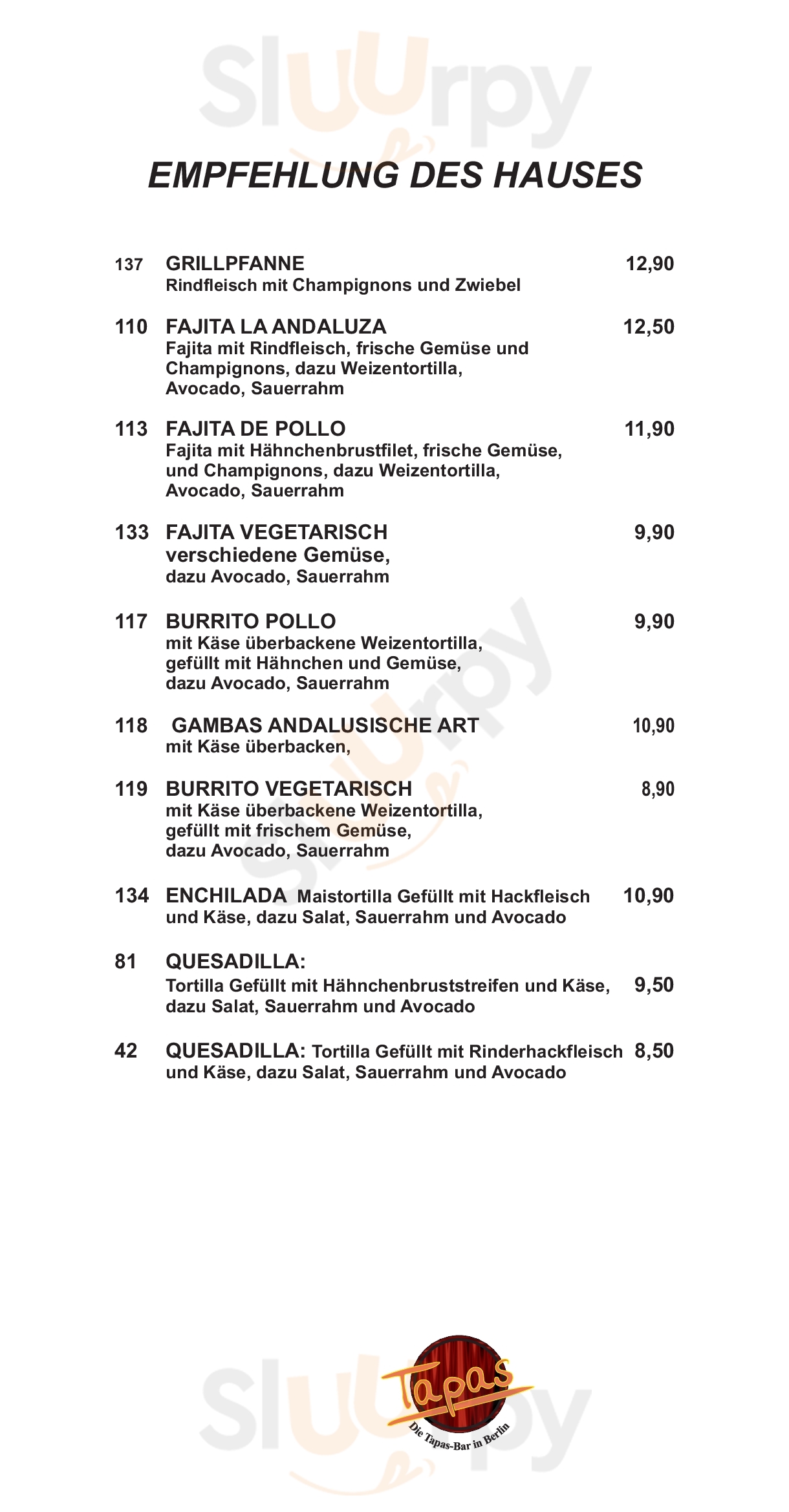 Restaurant Tapas Berlin Menu - 1