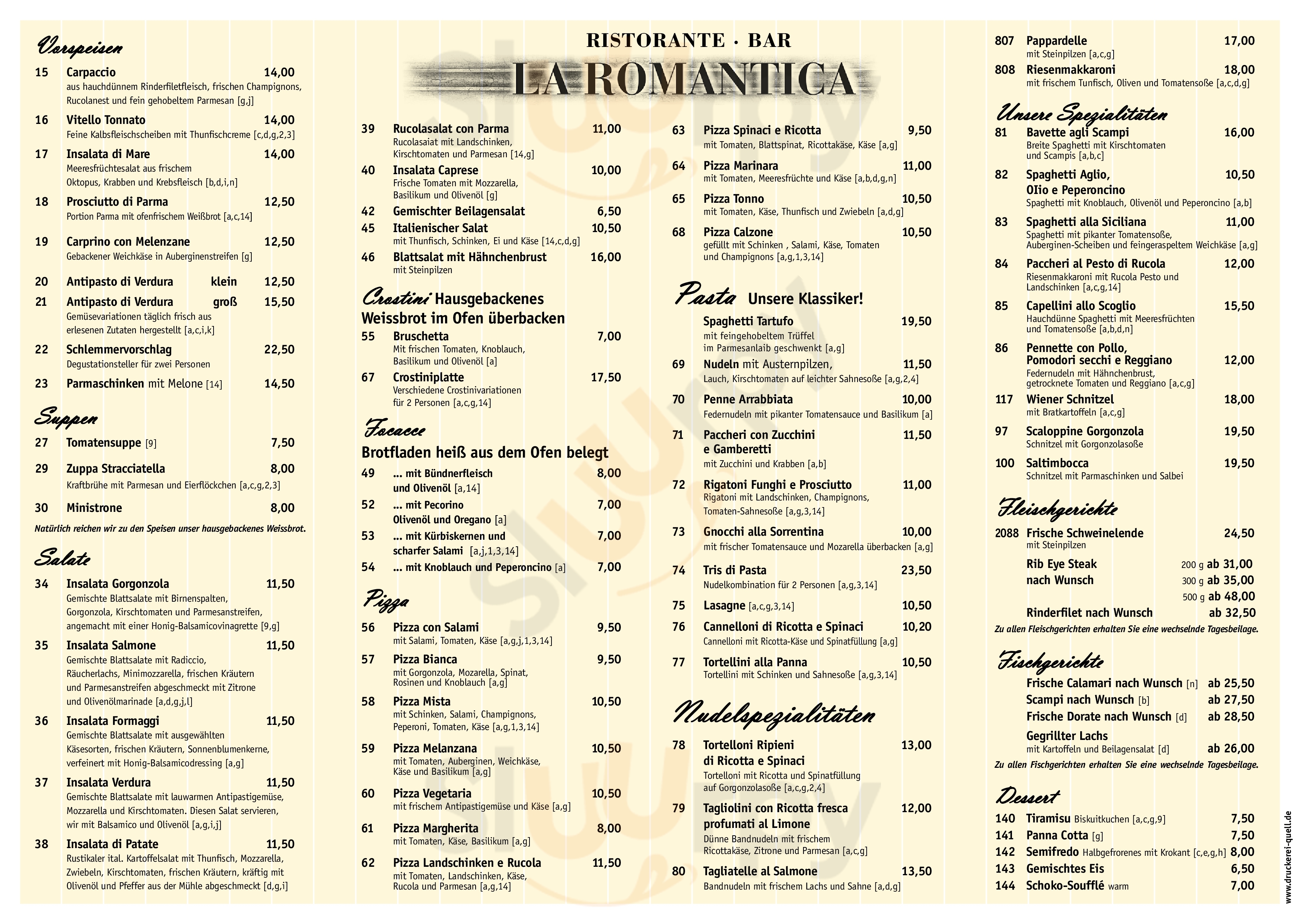 Romantica Ristorante-pizzeria Berlin Menu - 1