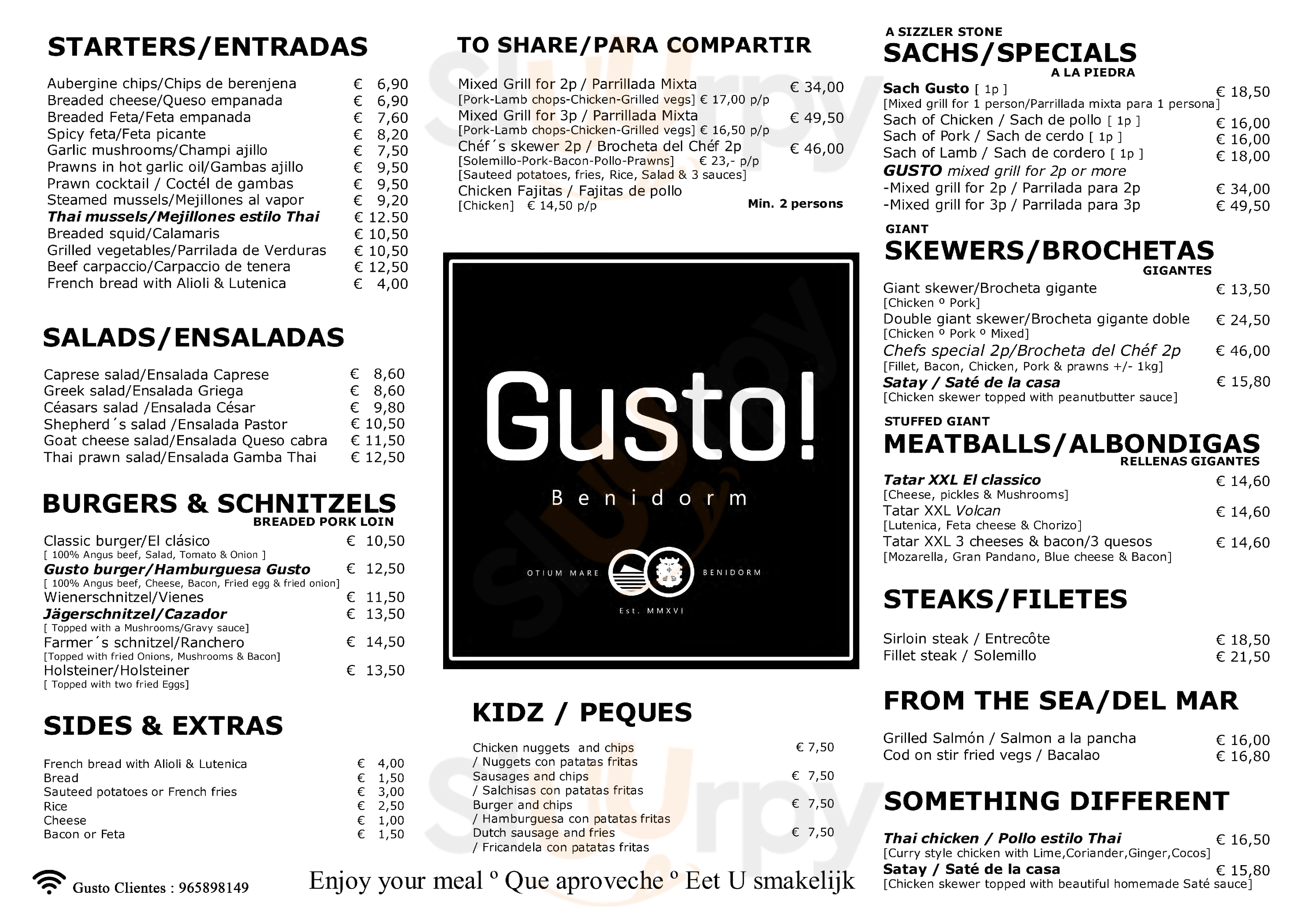 Gusto Benidorm Menu - 1