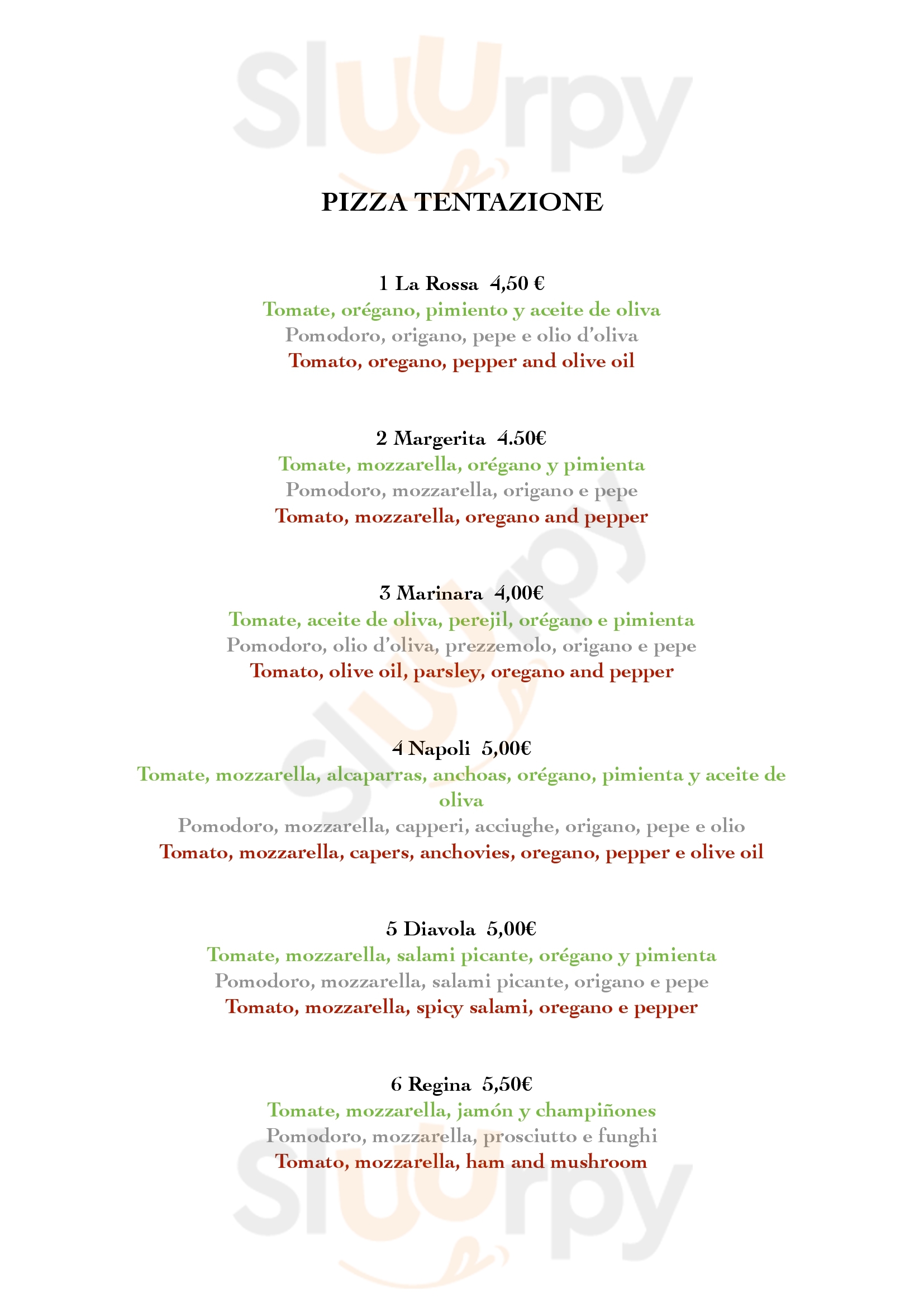 Pizzería Tentazione Palma de Mallorca Menu - 1