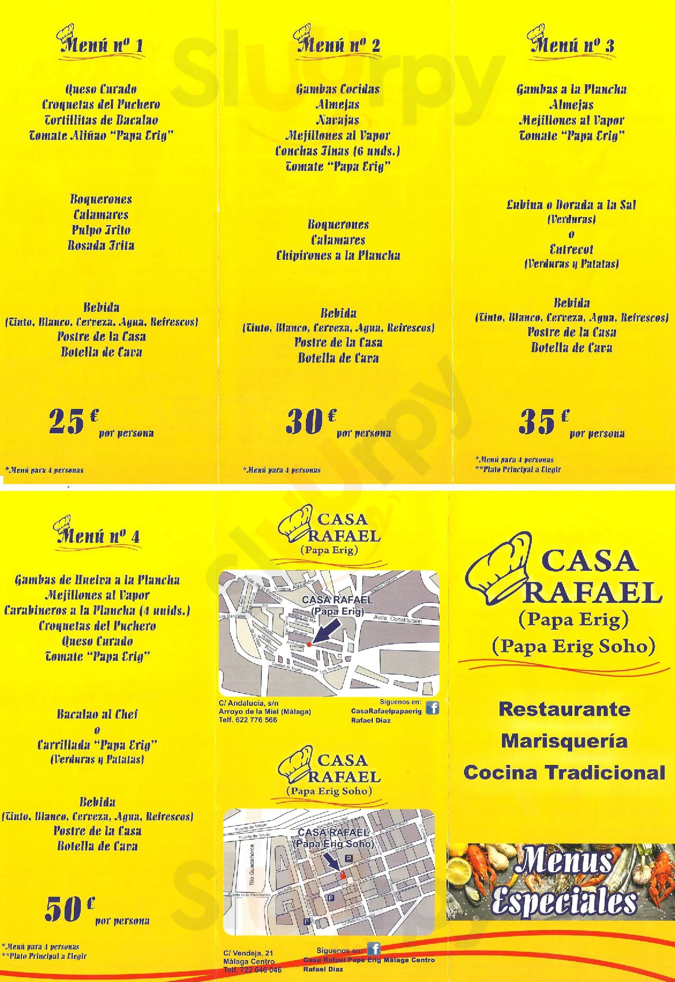 Casa Rafael Papa Erig Benalmádena Menu - 1