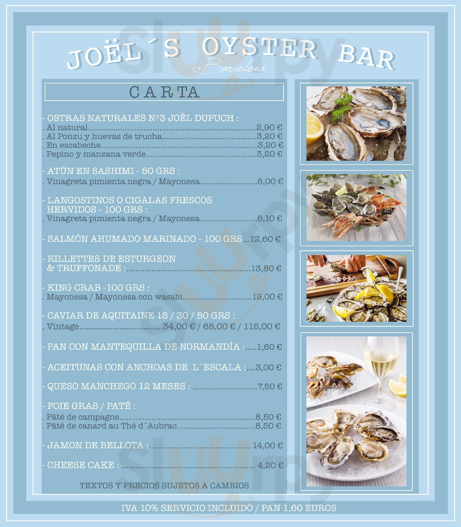 Joëls Oyster Bar Barcelona Menu - 1