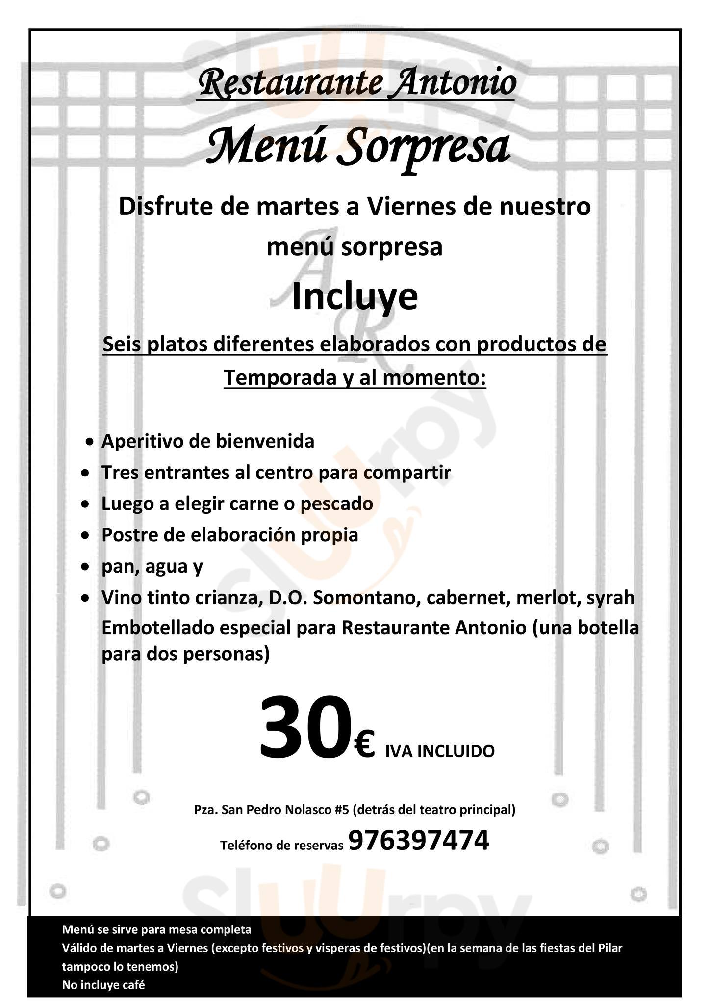 Menú principal - Restaurante Antonio