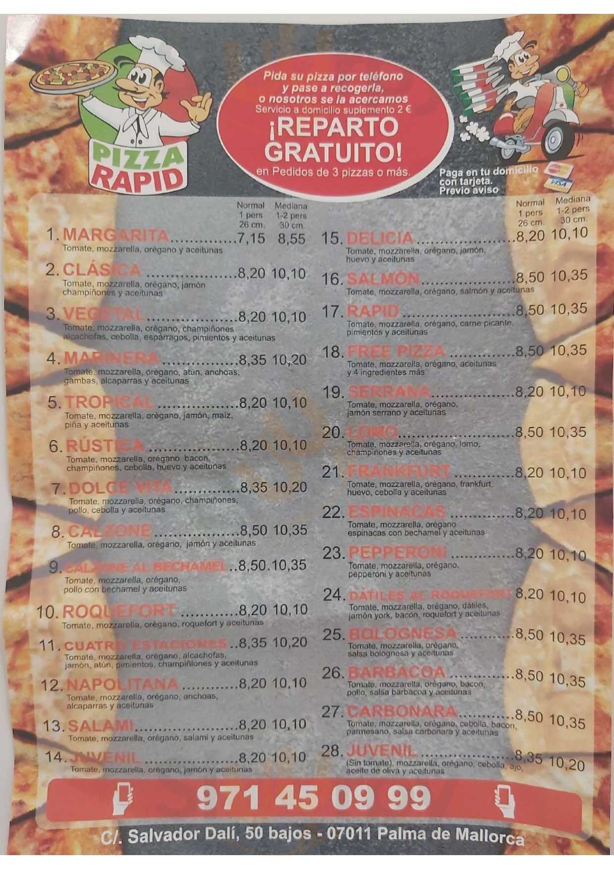 Pizza Rapid Palma de Mallorca Menu - 1