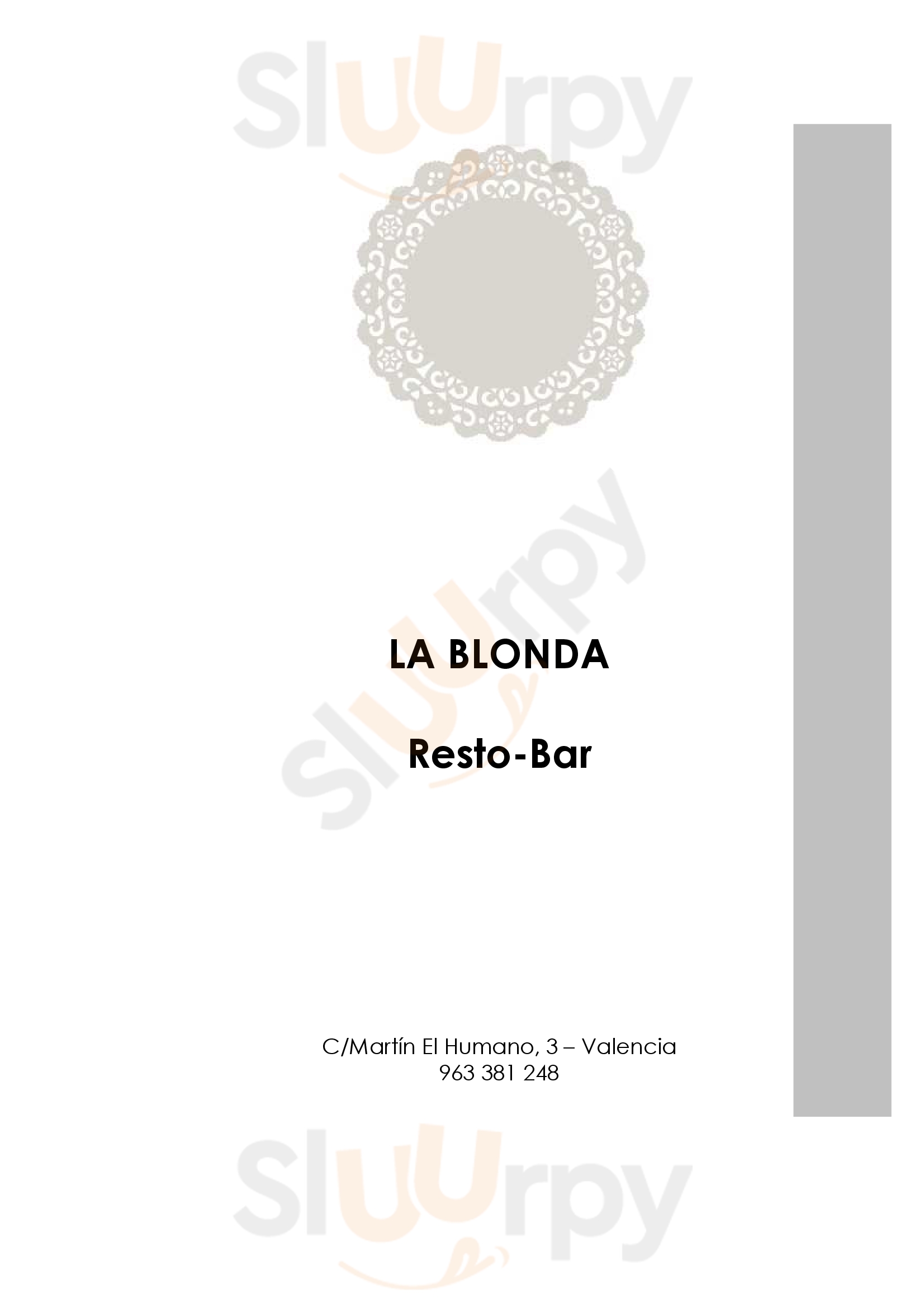 La Blonda Valencia Menu - 1