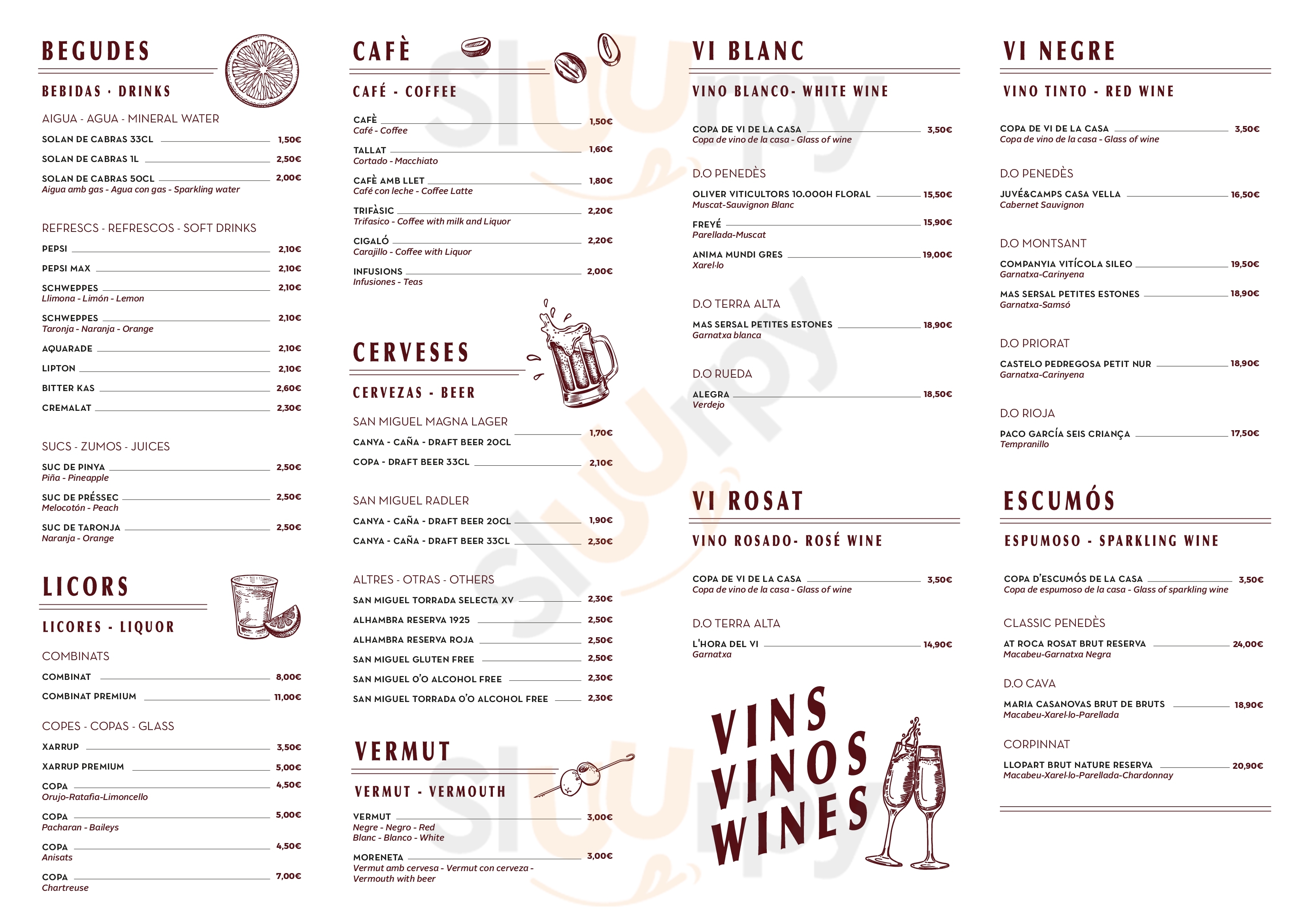 Main Menu - Tarraco Arena Coffee