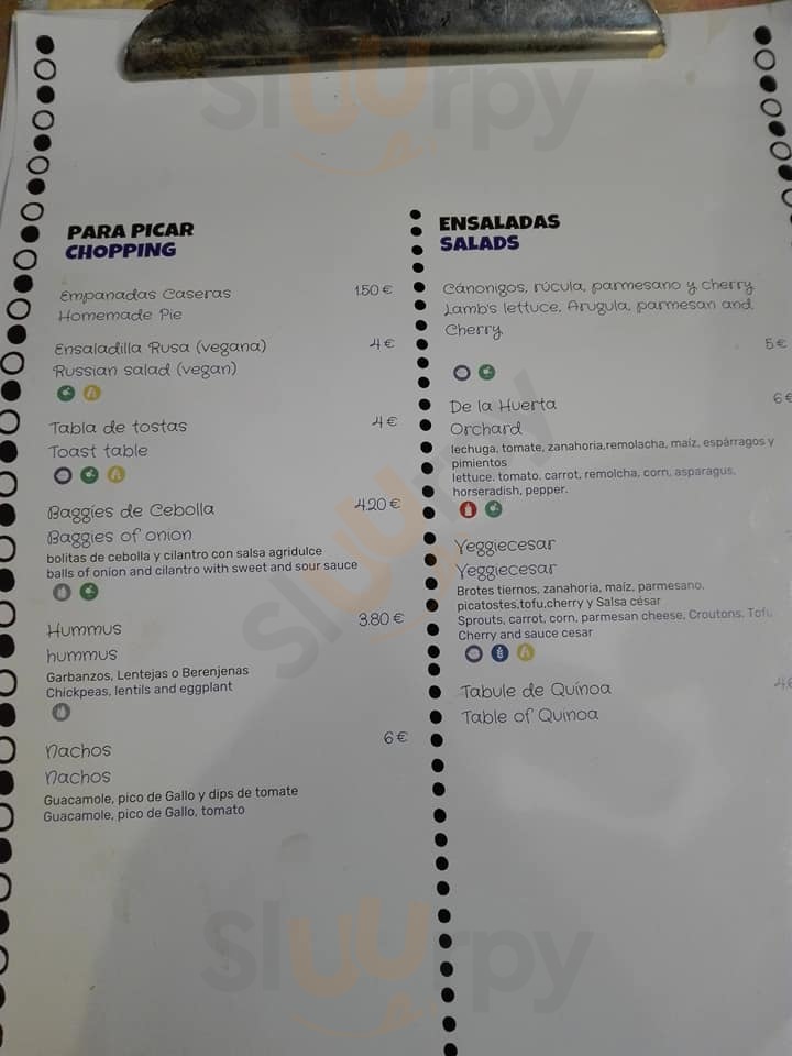 Menú principal - Woodstock Café Bar