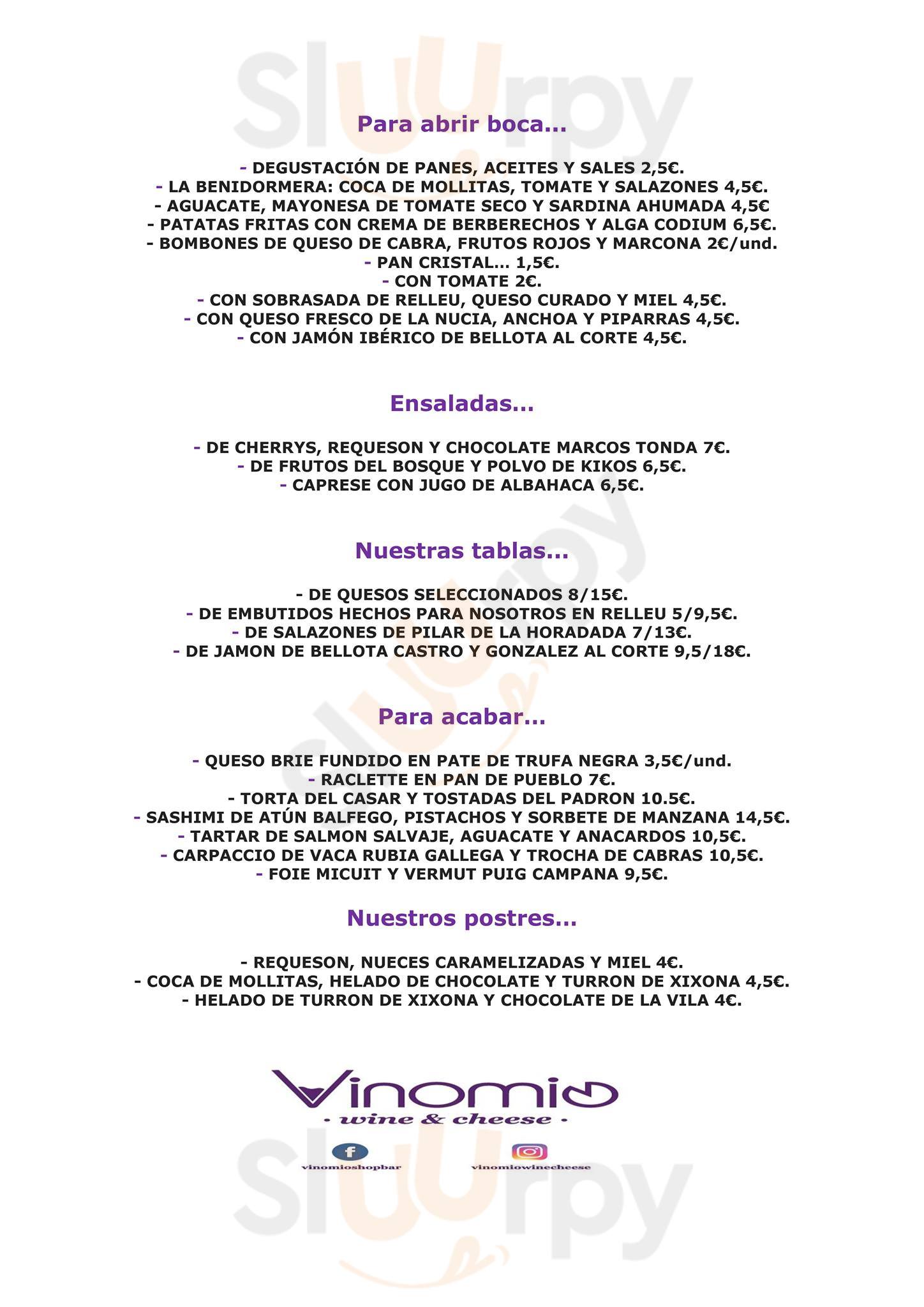 Vinomio Benidorm Menu - 1