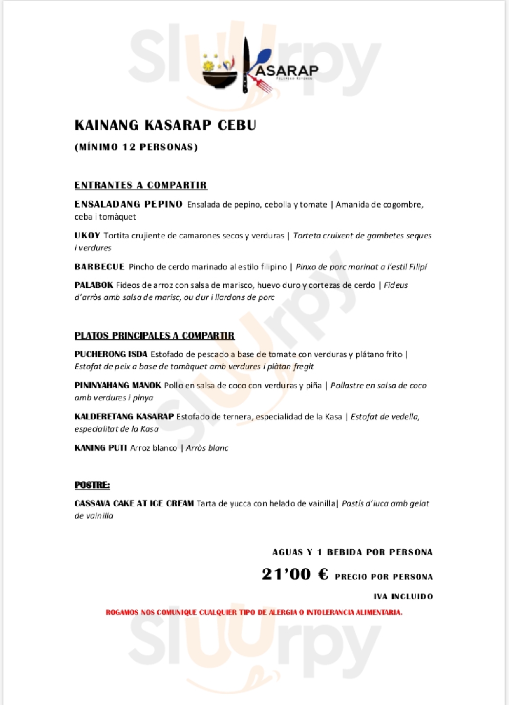 Kasarap Filipino Kitchen Barcelona Menu - 1