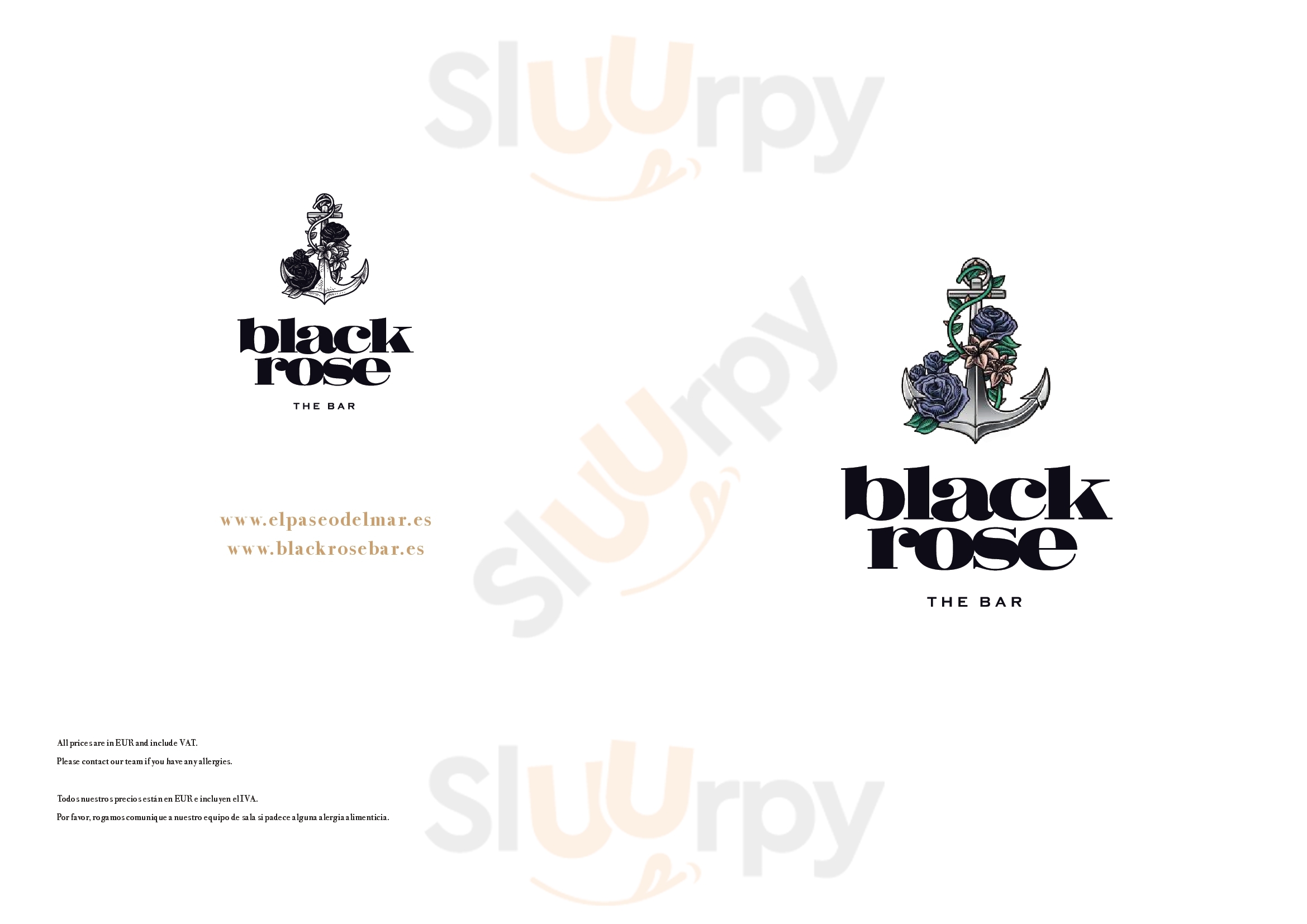 Main Menu - Black Rose The Bar