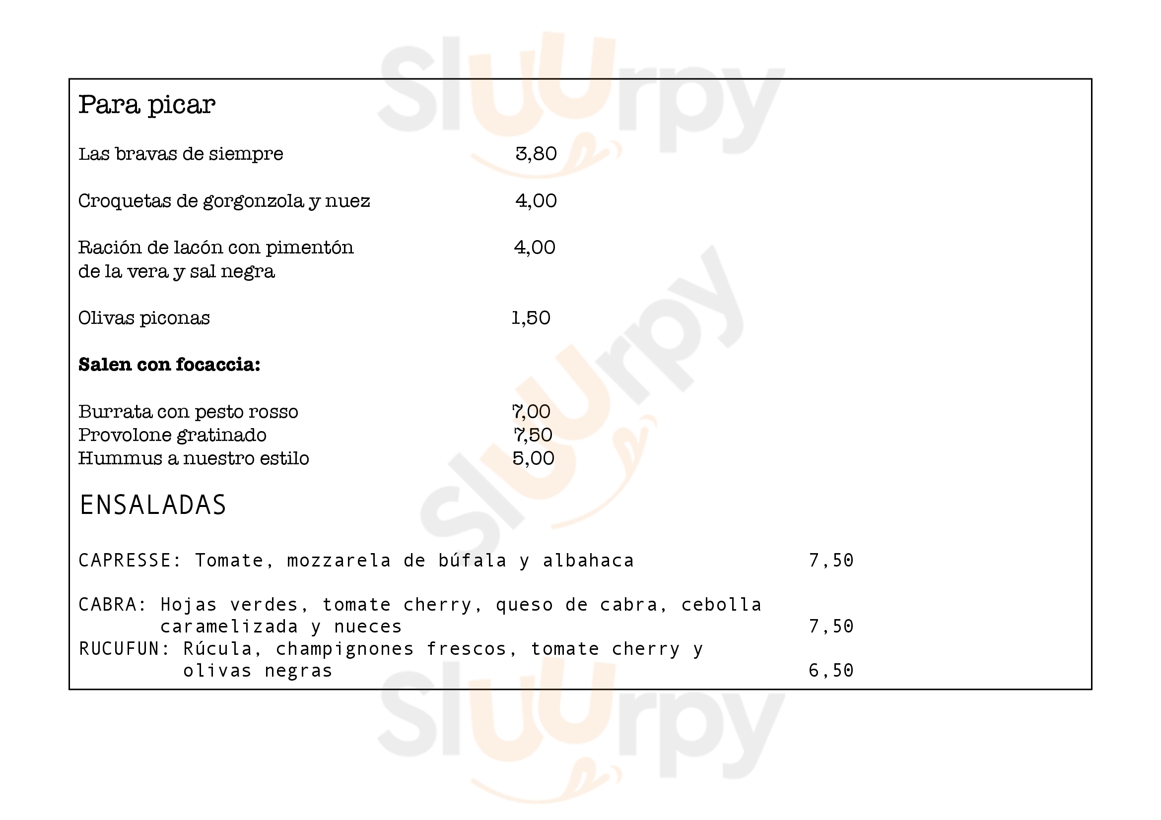 Pizzeria Nosa Casa Barcelona Menu - 1