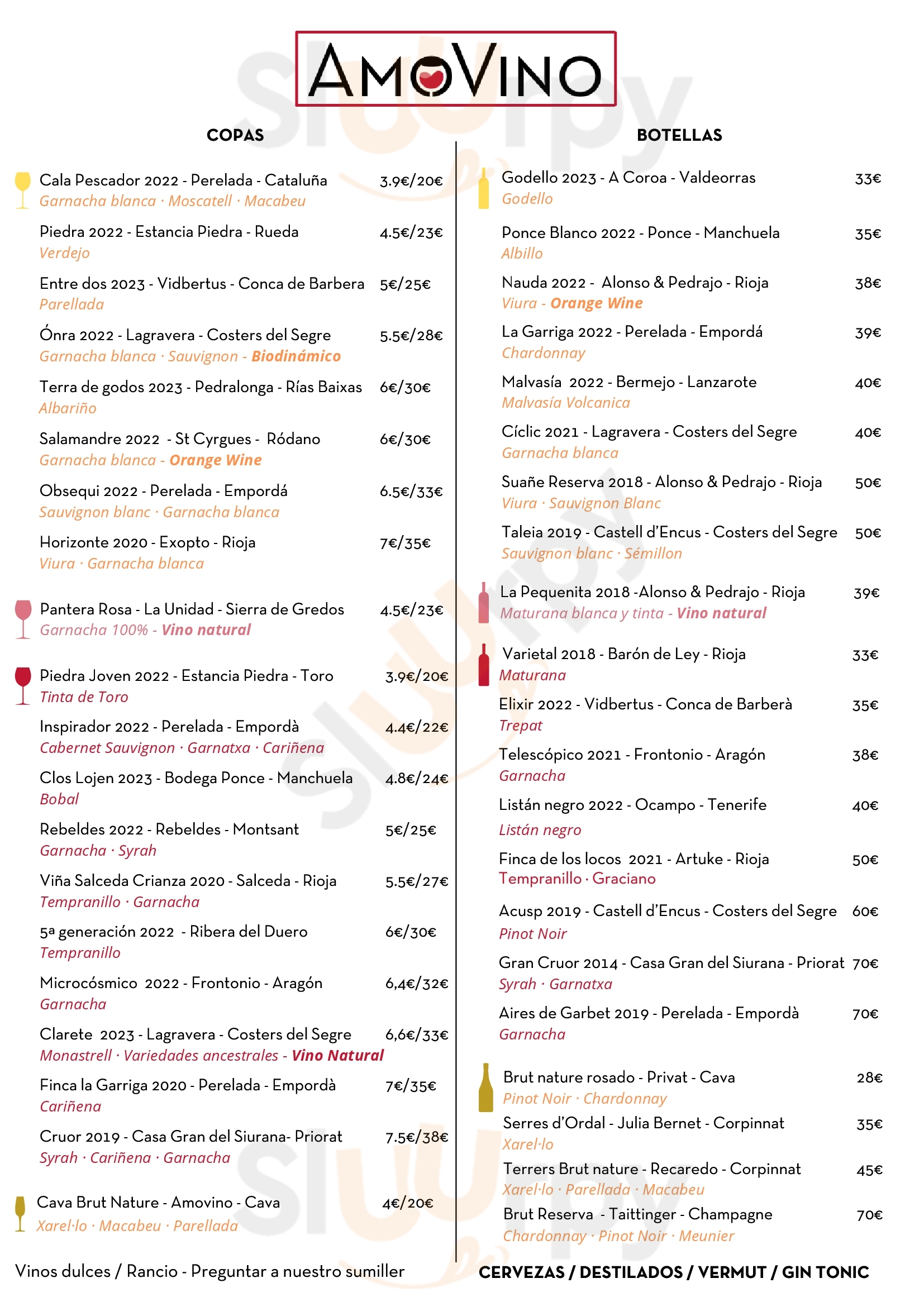 Main Menu - Vino Tinto