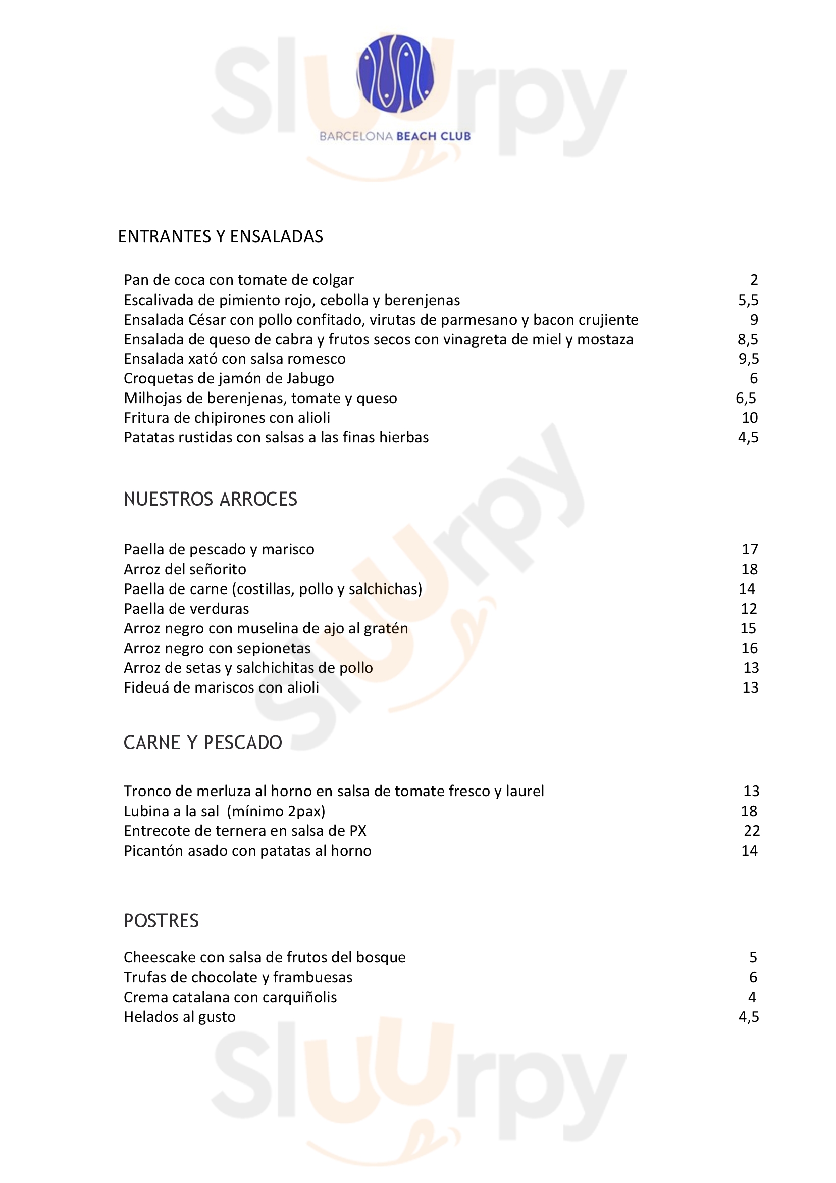 Barcelona Beach Club Barcelona Menu - 1