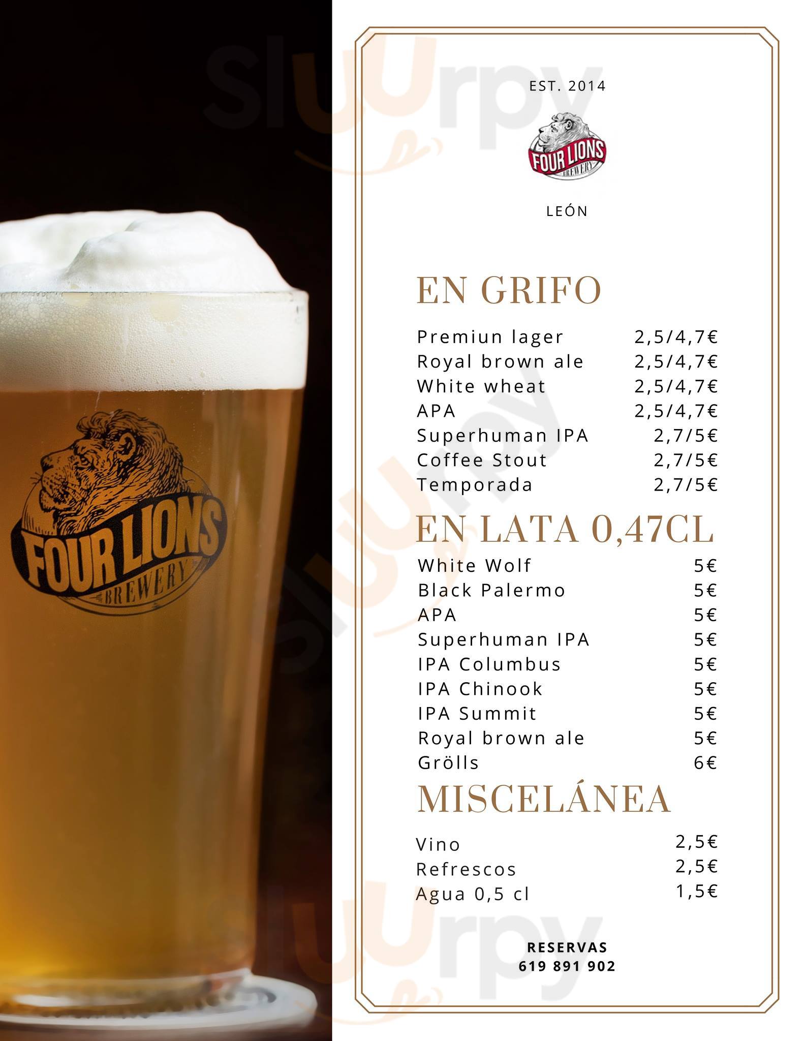 Four Lions Brewery León Menu - 1