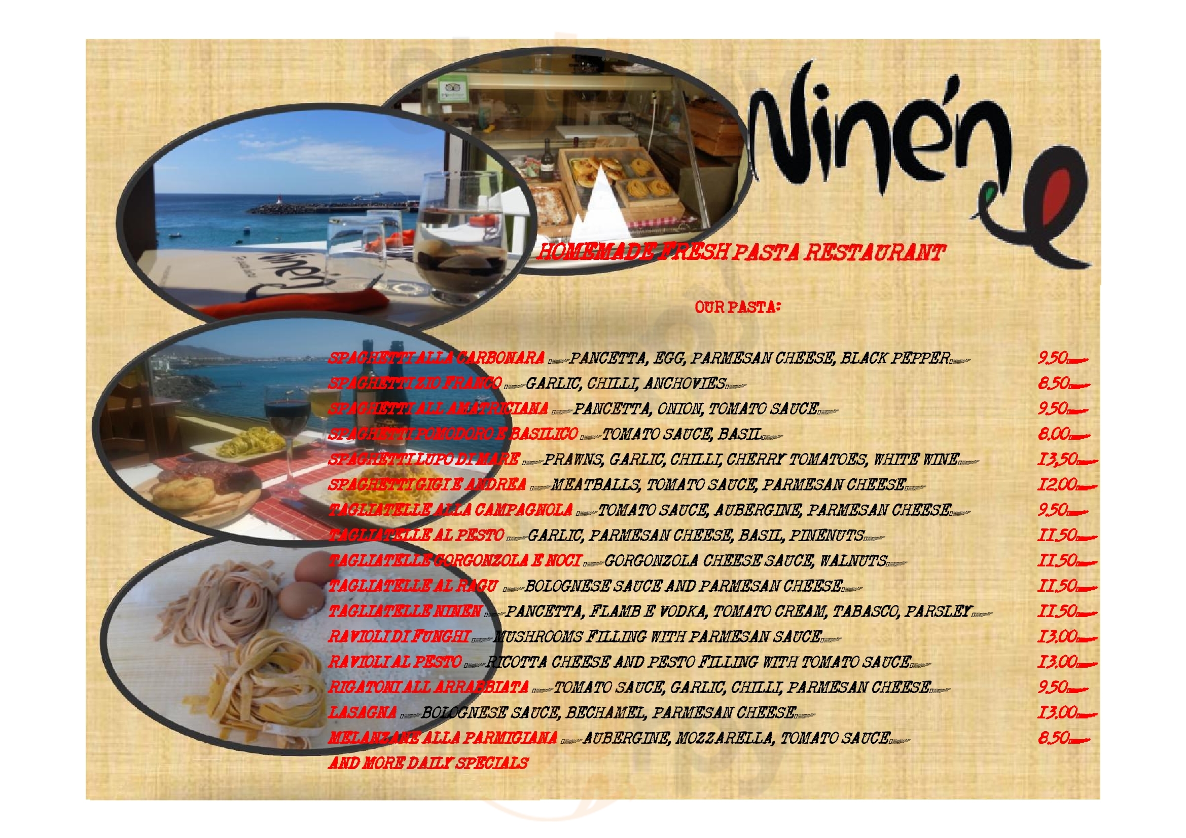 Ninen Lanzarote Playa Blanca Menu - 1