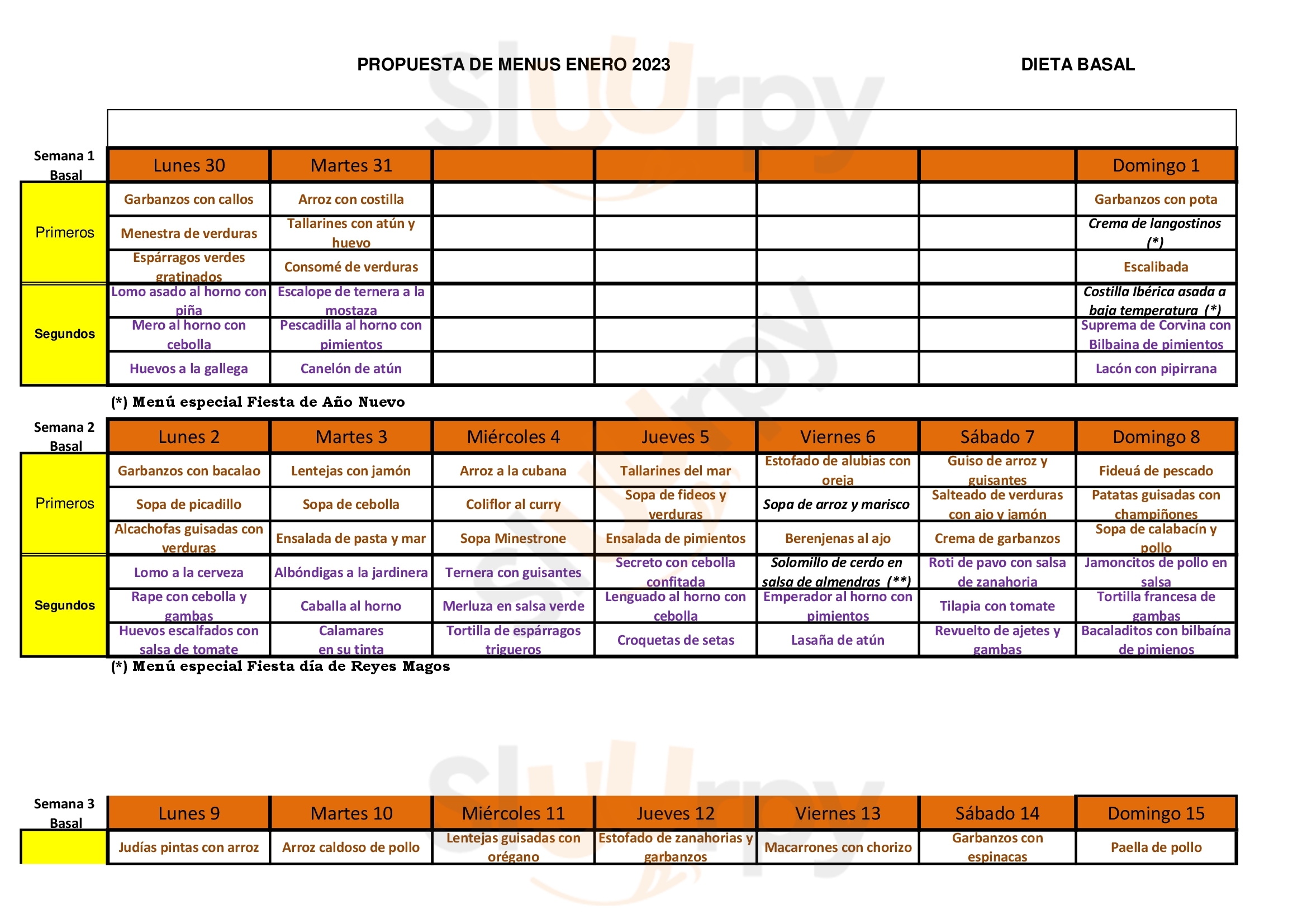 Main Menu - Bar Restaurante Aldea