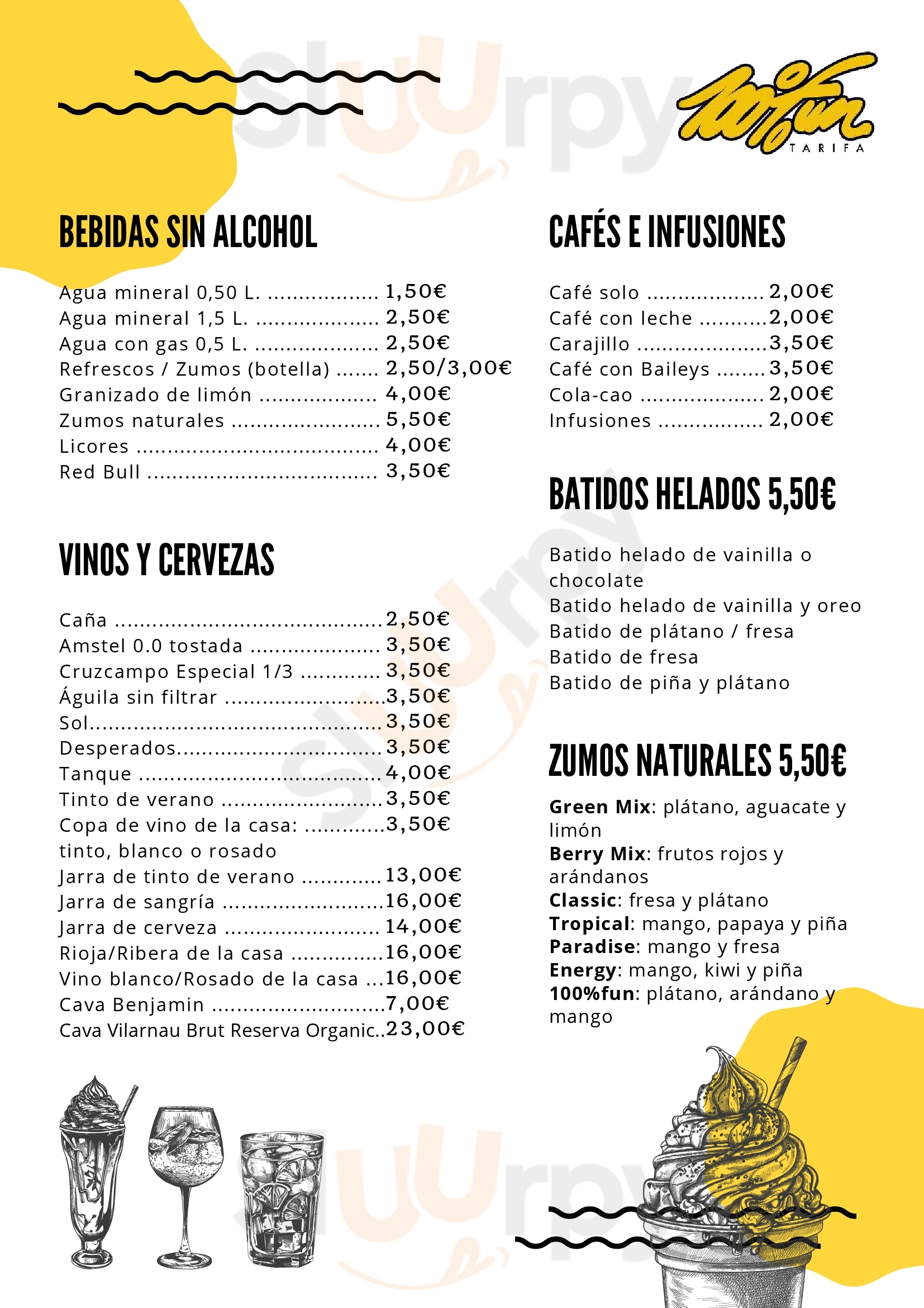 100% Fun Restaurant Tarifa Menu - 1