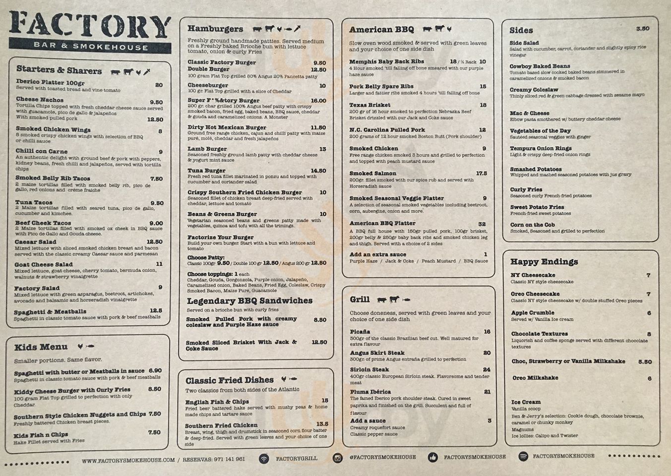 Factory Bar & Smokehouse Ibiza Ciudad Menu - 1