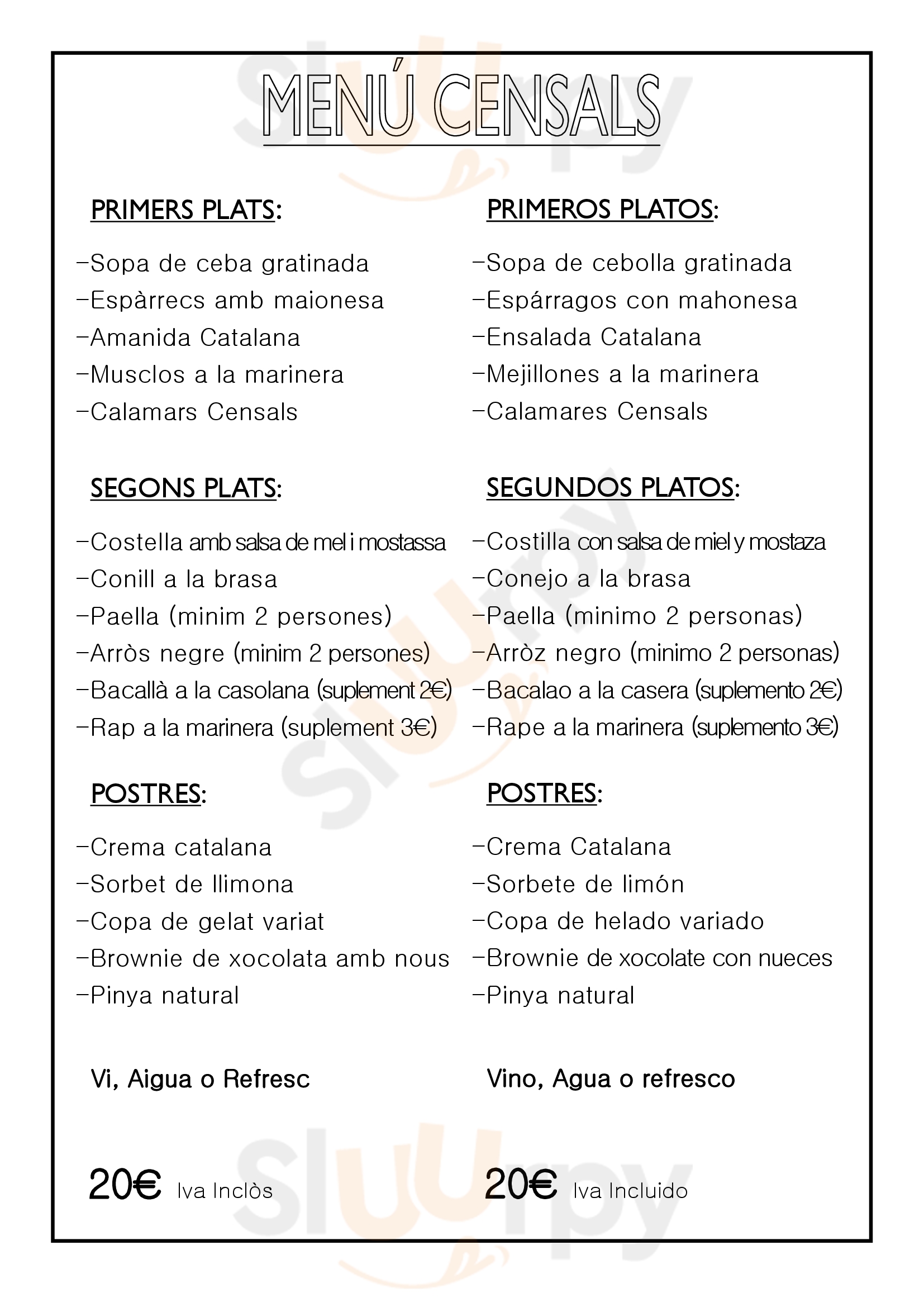 Restaurant Censals El Perelló Menu - 1