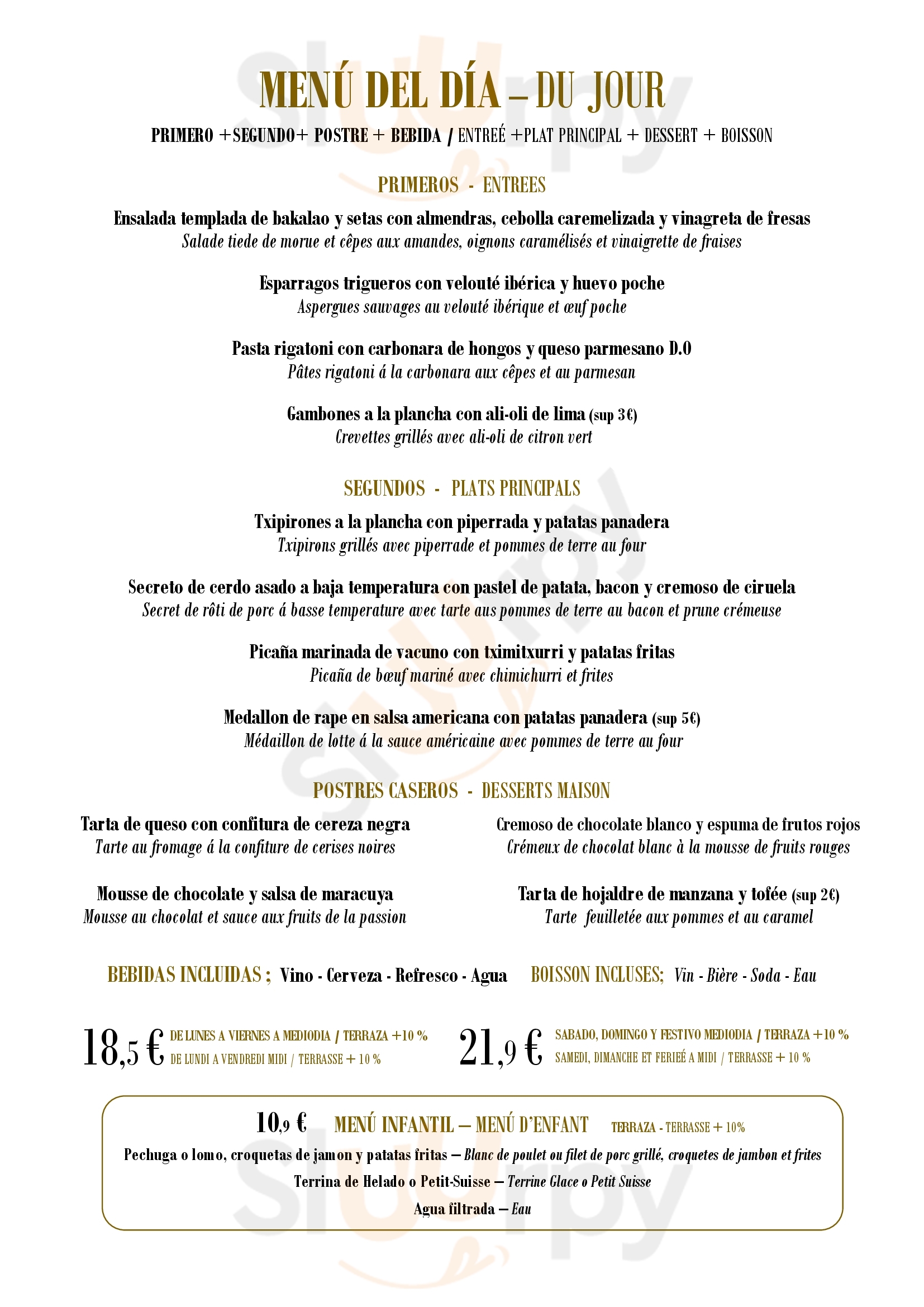 Main Menu - Casa Tiburcio Ct Pintxos & Brasa