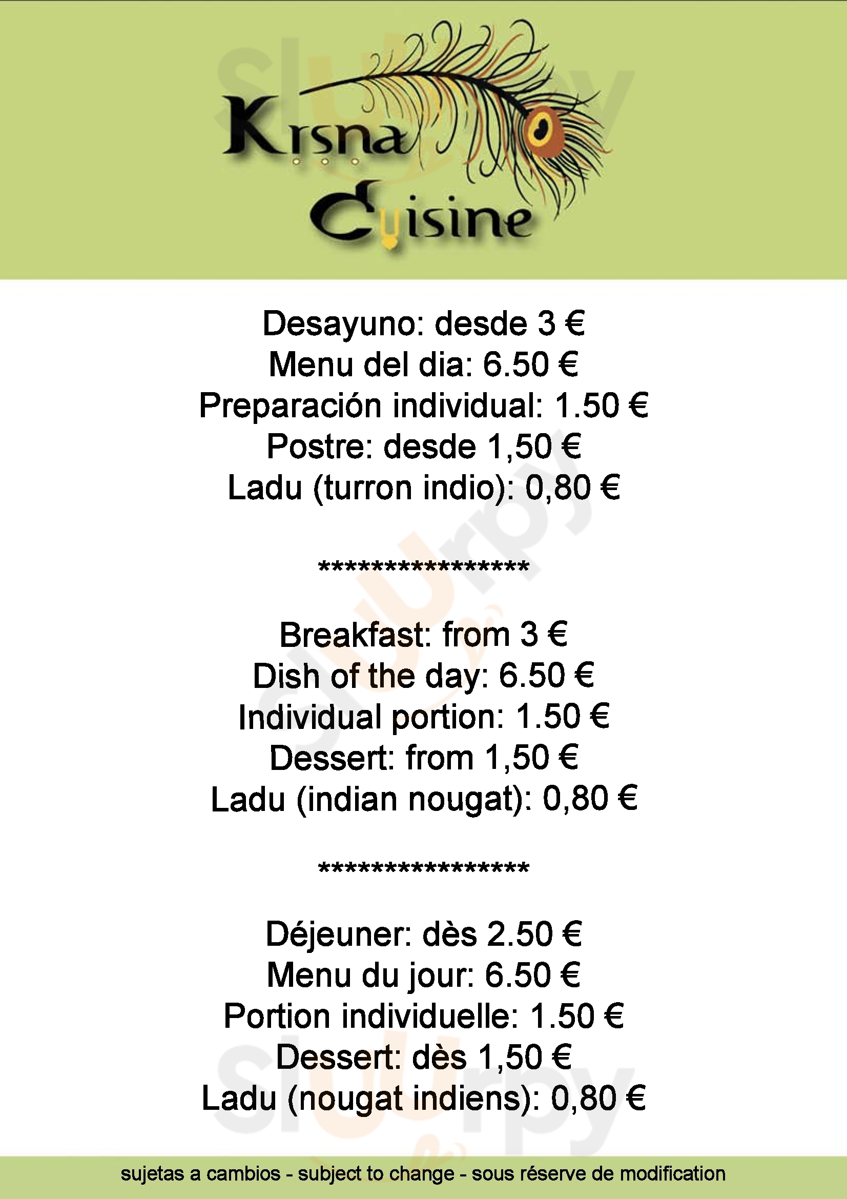 Krsna Cuisine Sant Vicent del Raspeig Menu - 1