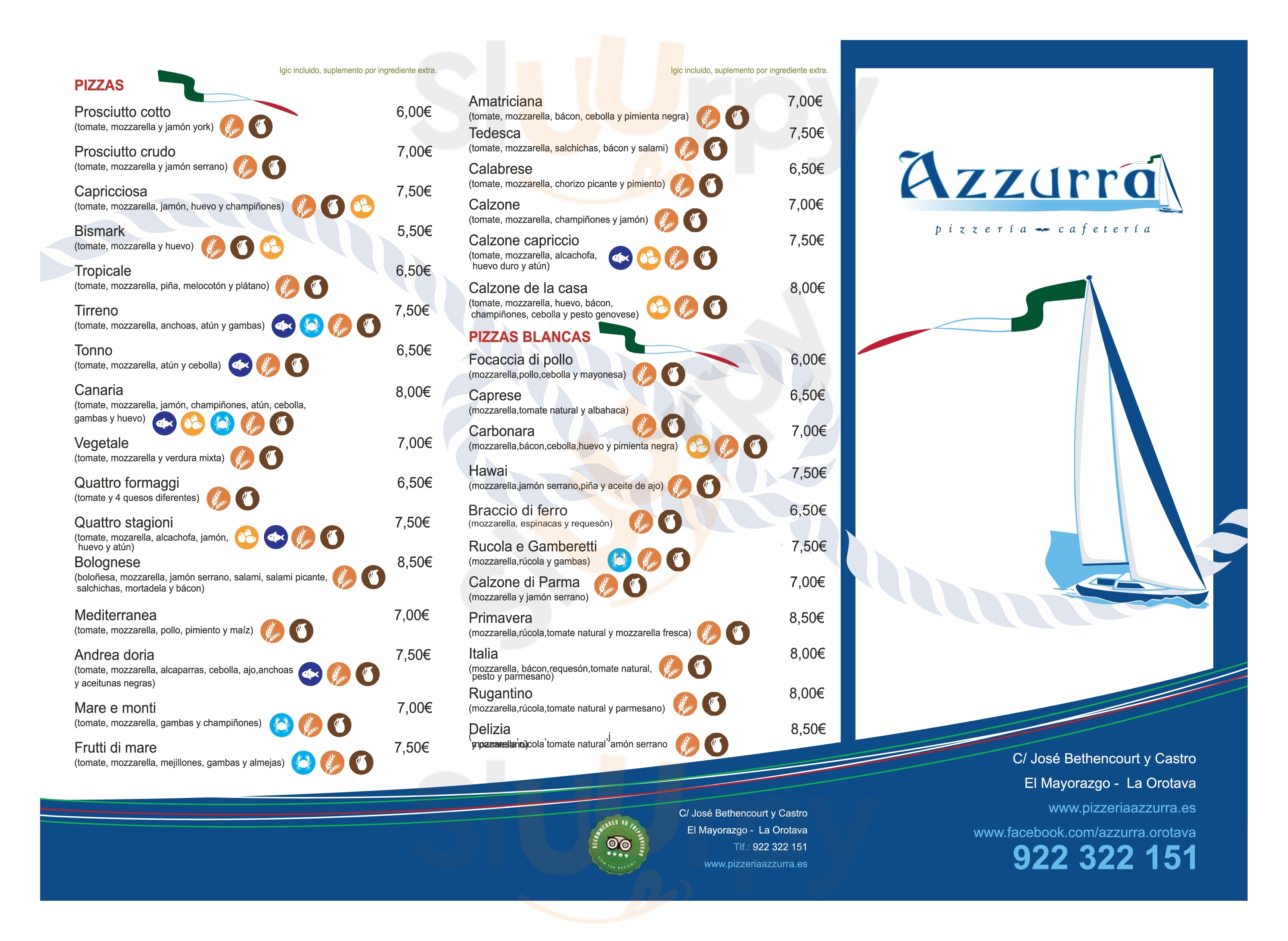 Pizzeria Azzurra La Orotava Menu - 1