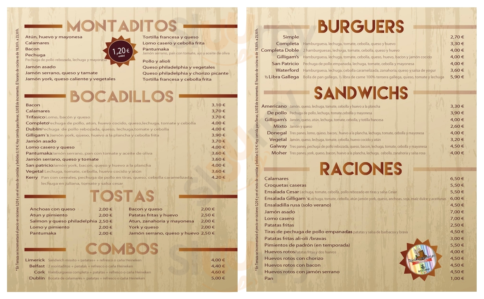 Gilligams Irish Tavern Boiro Menu - 1