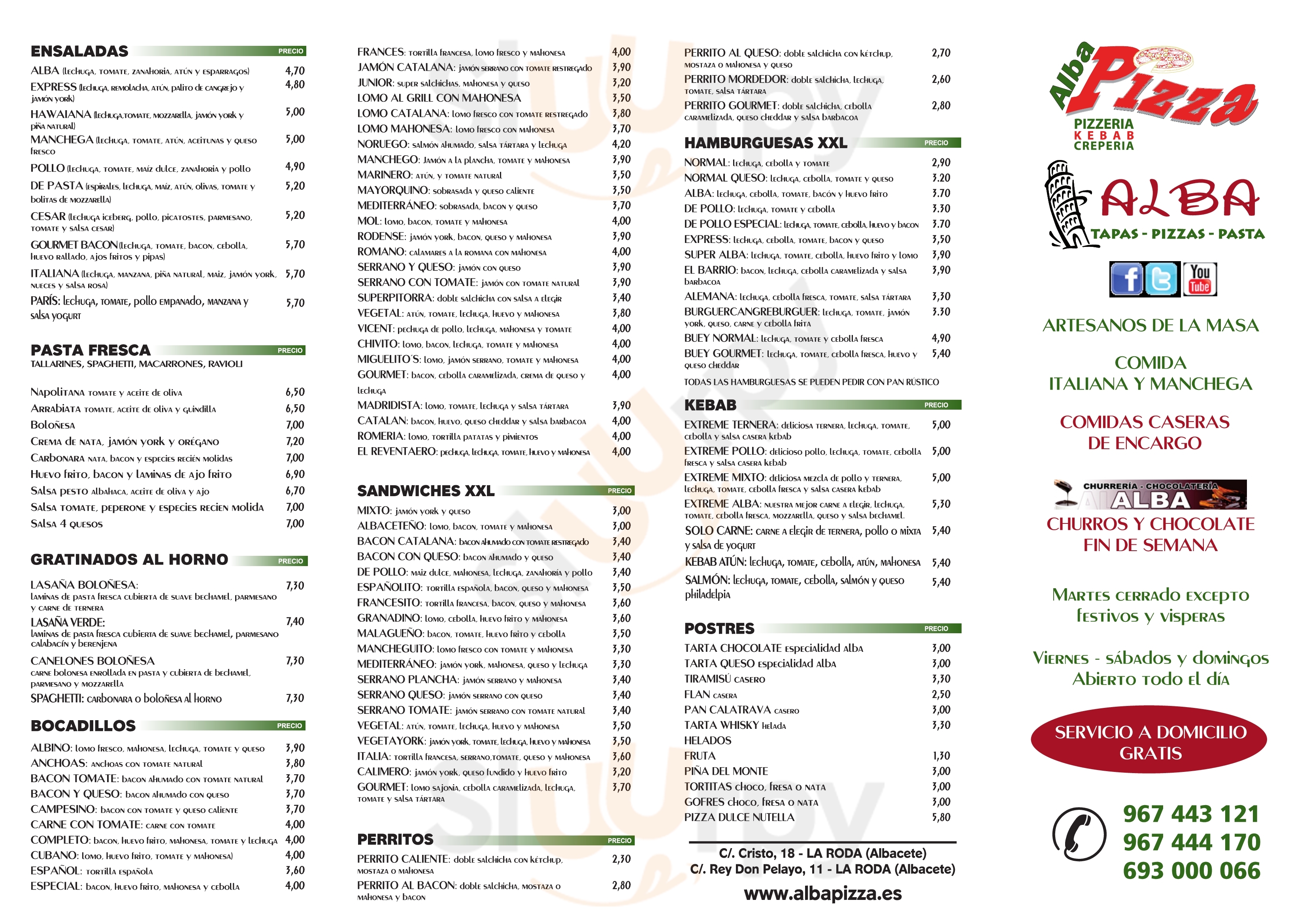 Alba Pizza La Roda Menu - 1