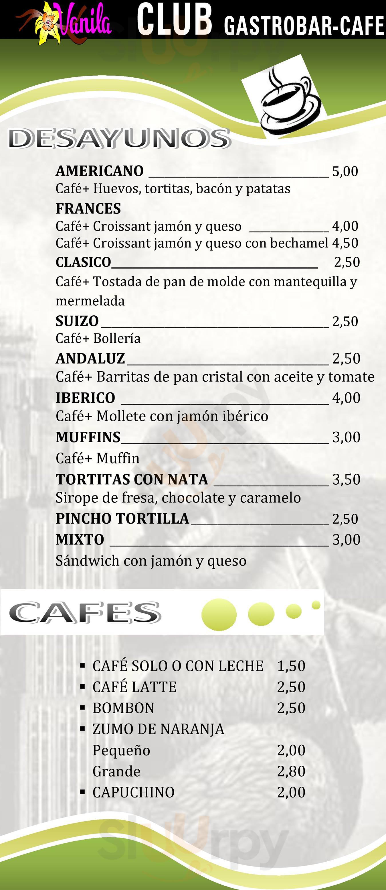 Vanila Club Gastrobar-cafe Alcobendas Menu - 1
