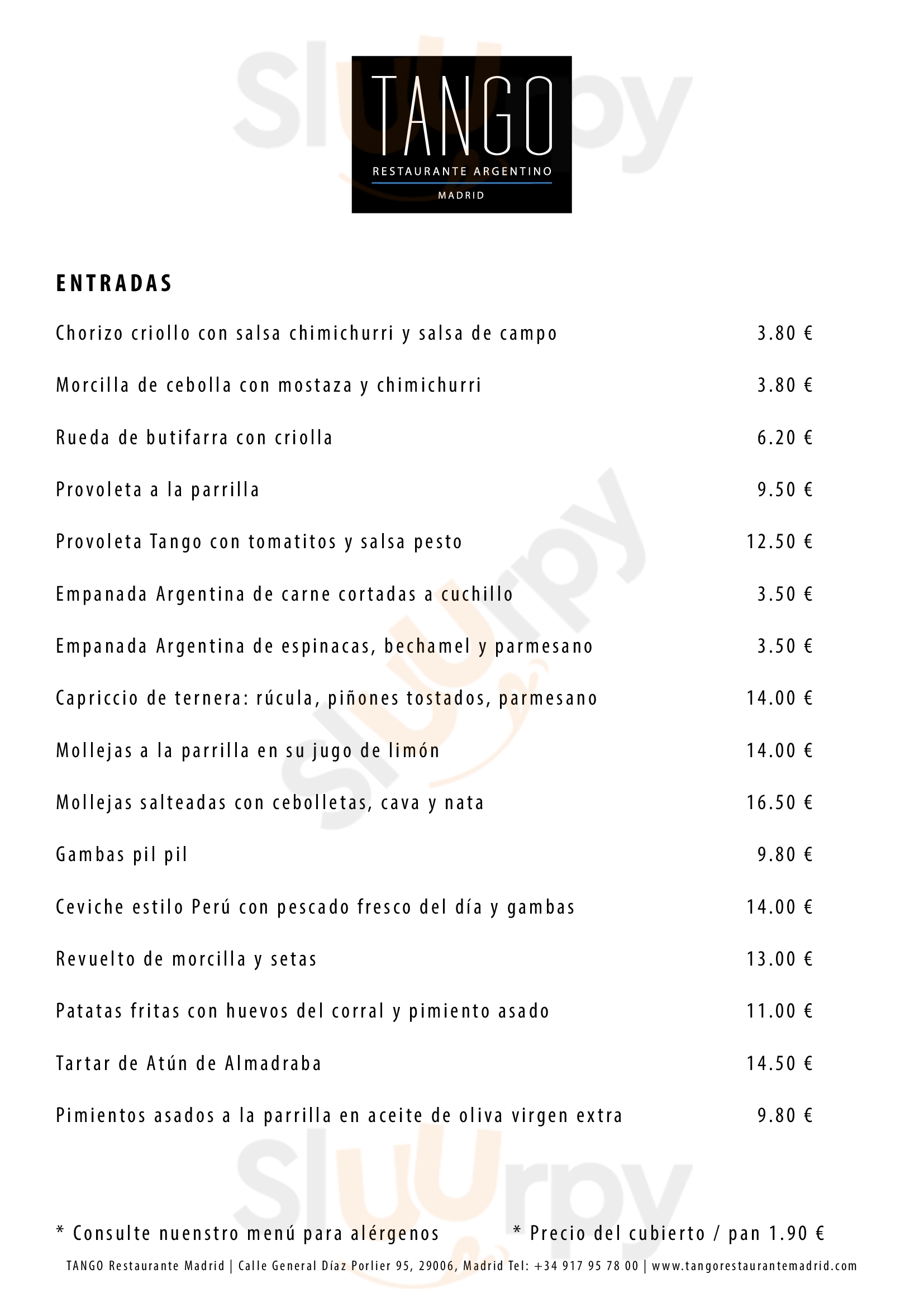 Tango Restaurante Madrid Madrid Menu - 1