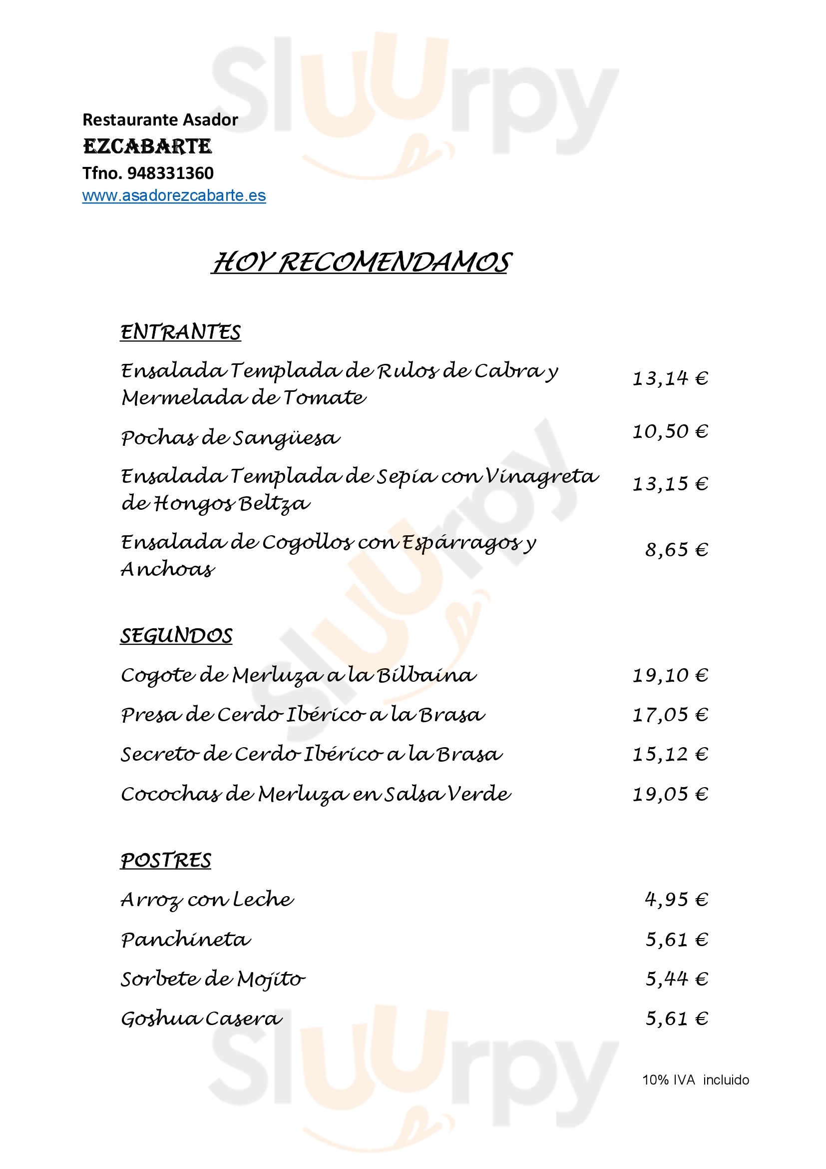 Restaurante Asador Ezcabarte Oricáin Menu - 1