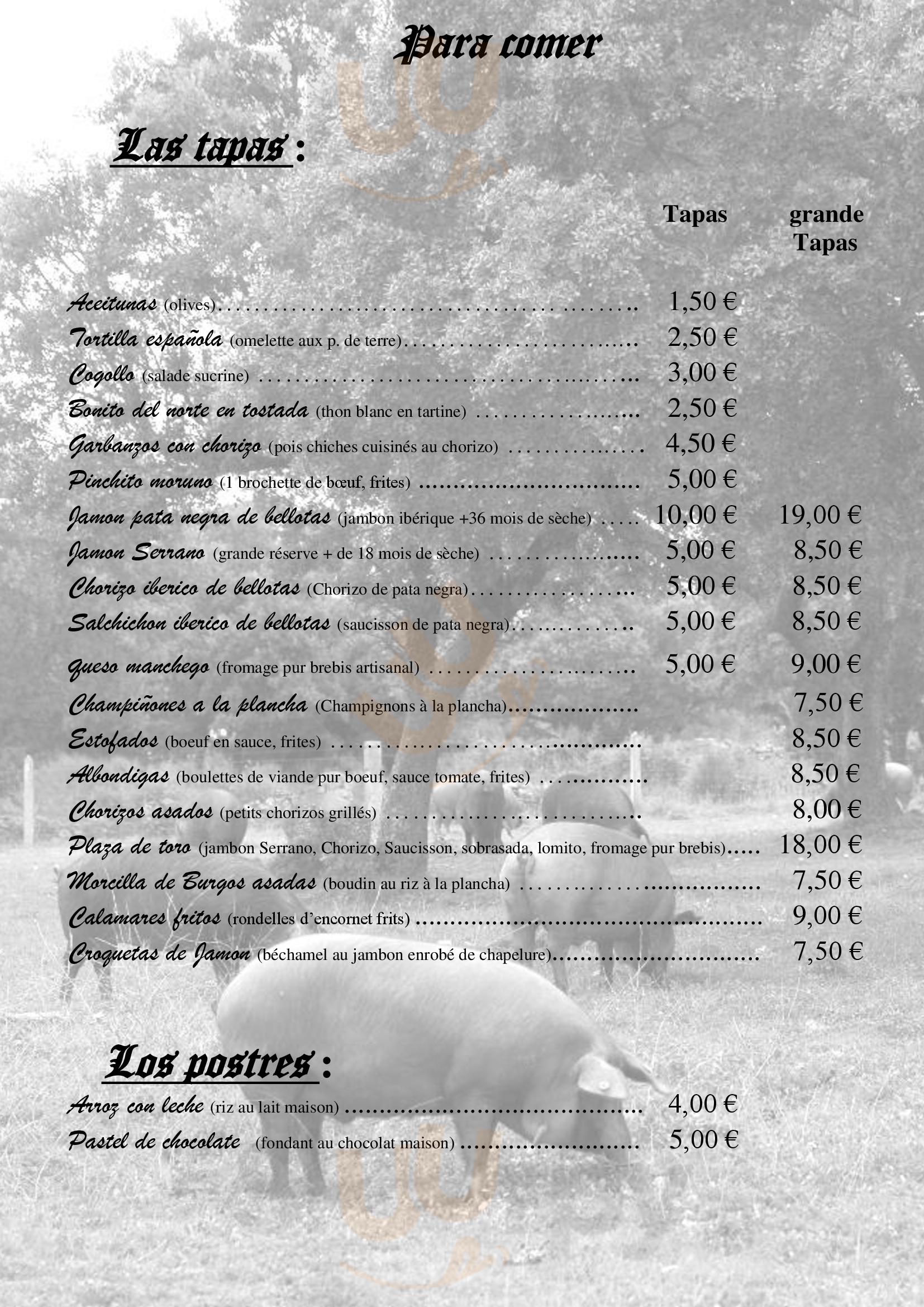 Restaurant Bodega El Pata Negra Bordeaux Bordeaux Menu - 1