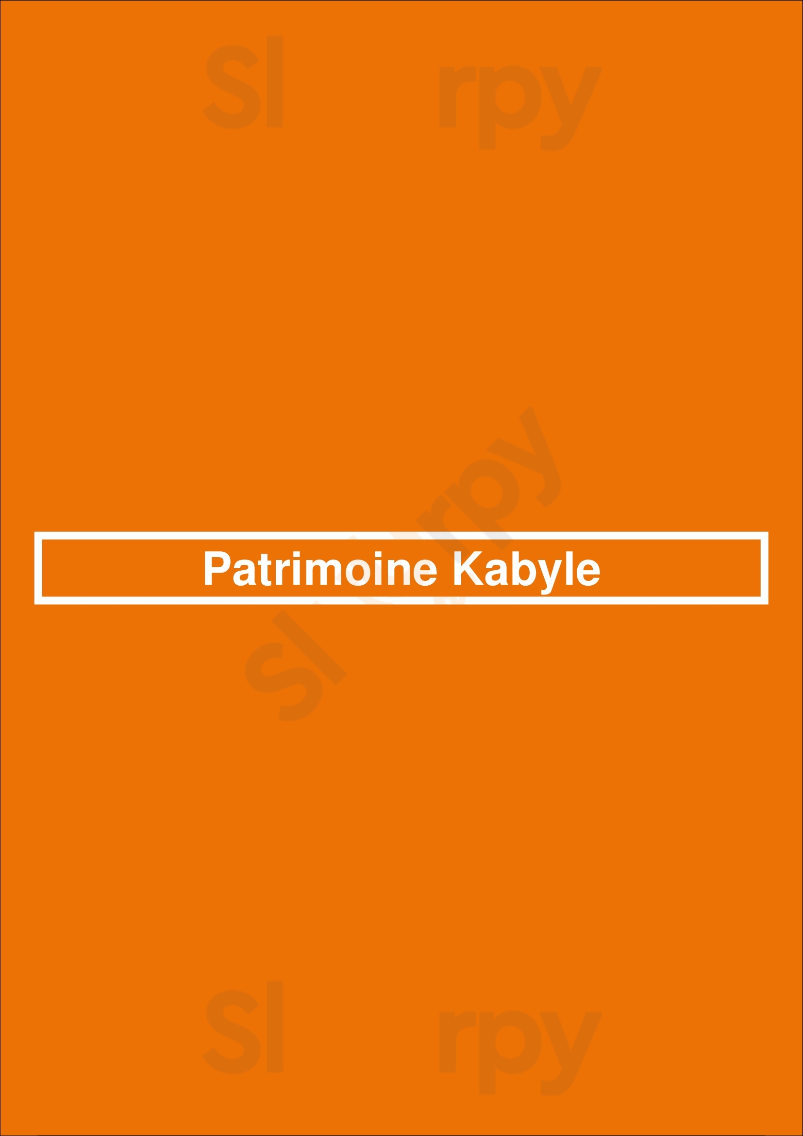 Patrimoine Kabyle Lille Menu - 1