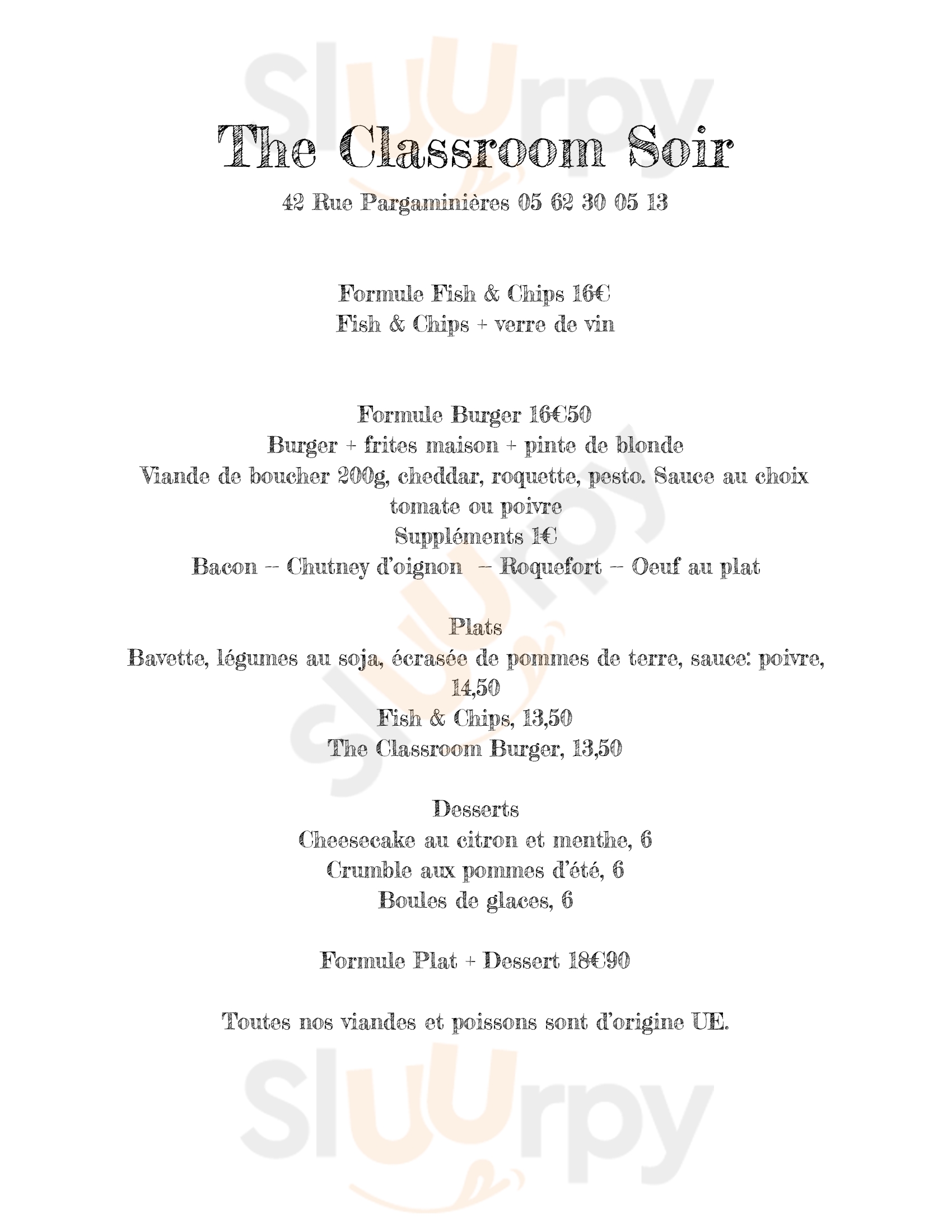 The Classroom Toulouse Toulouse Menu - 1