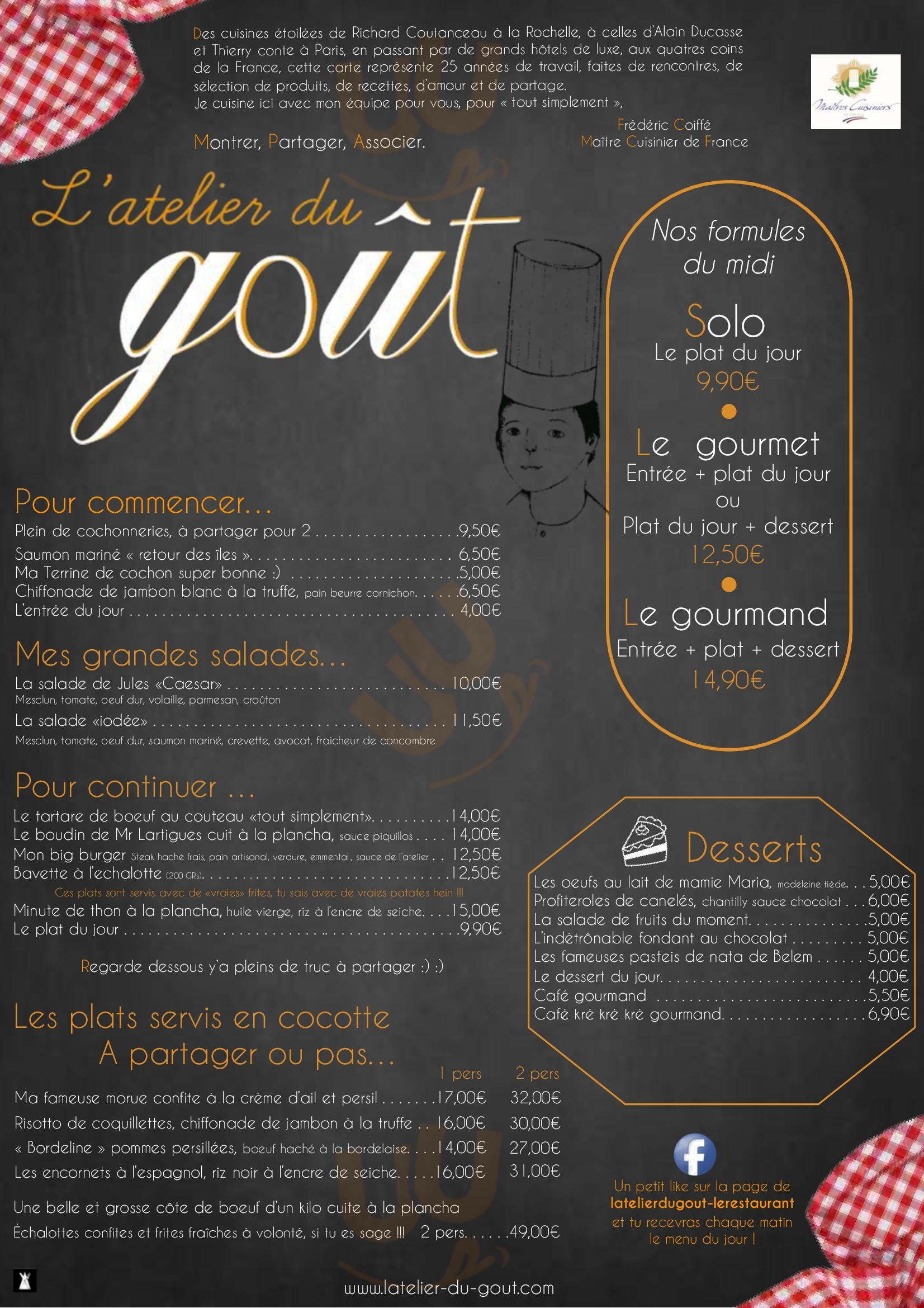 L'atelier Du Gout - Le Restaurant Bordeaux Bordeaux Menu - 1