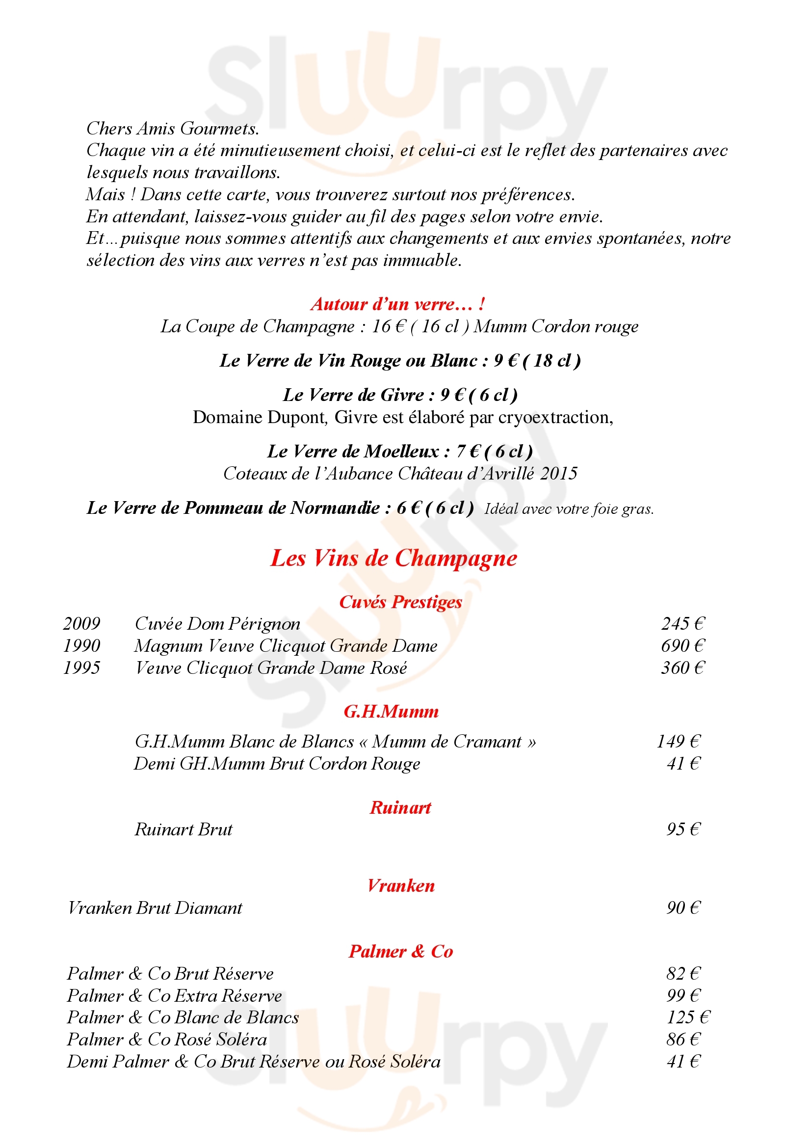 Le Louis Xvi Cricqueboeuf Menu - 1