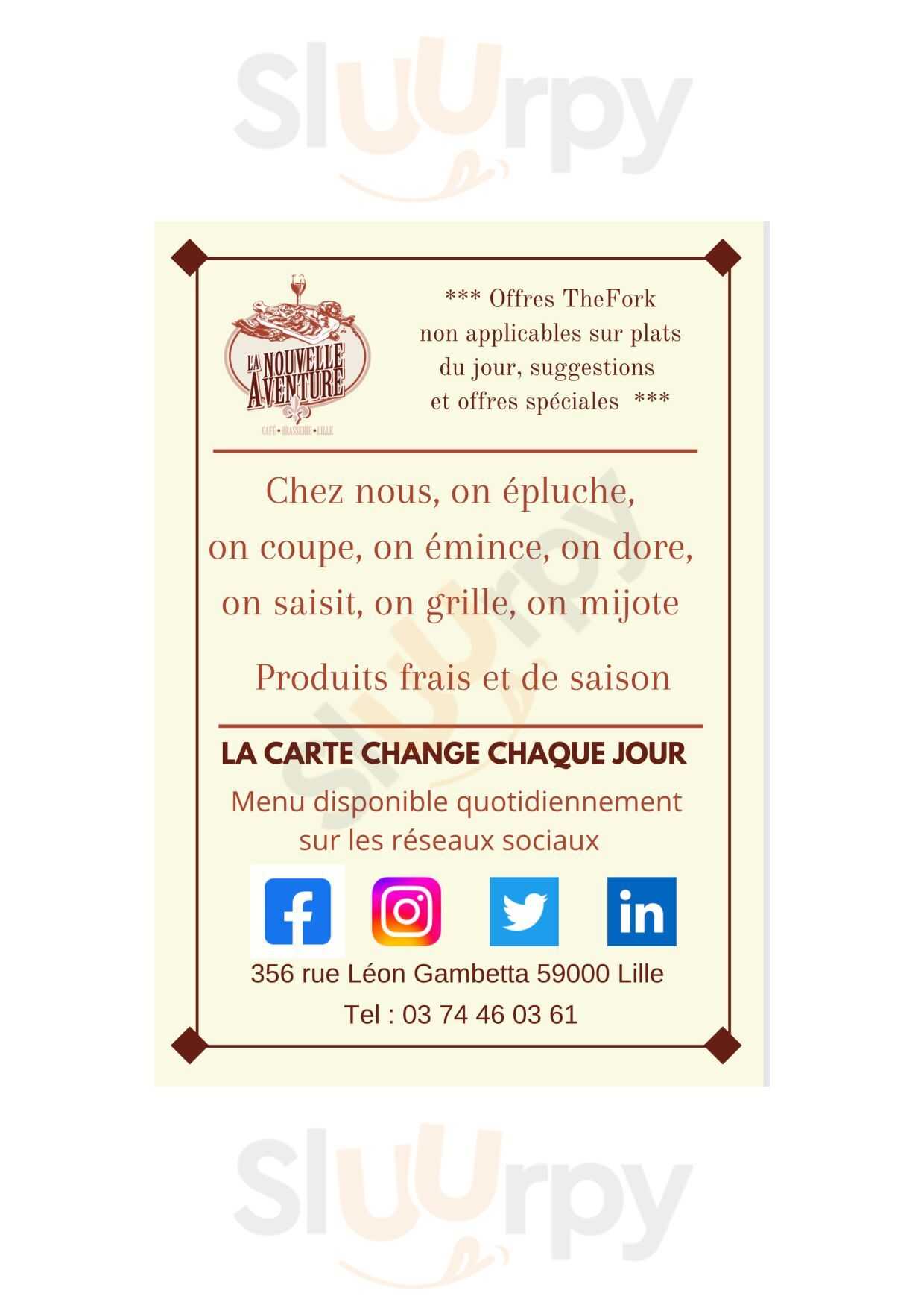 La Nouvelle Aventure Lille Menu - 1