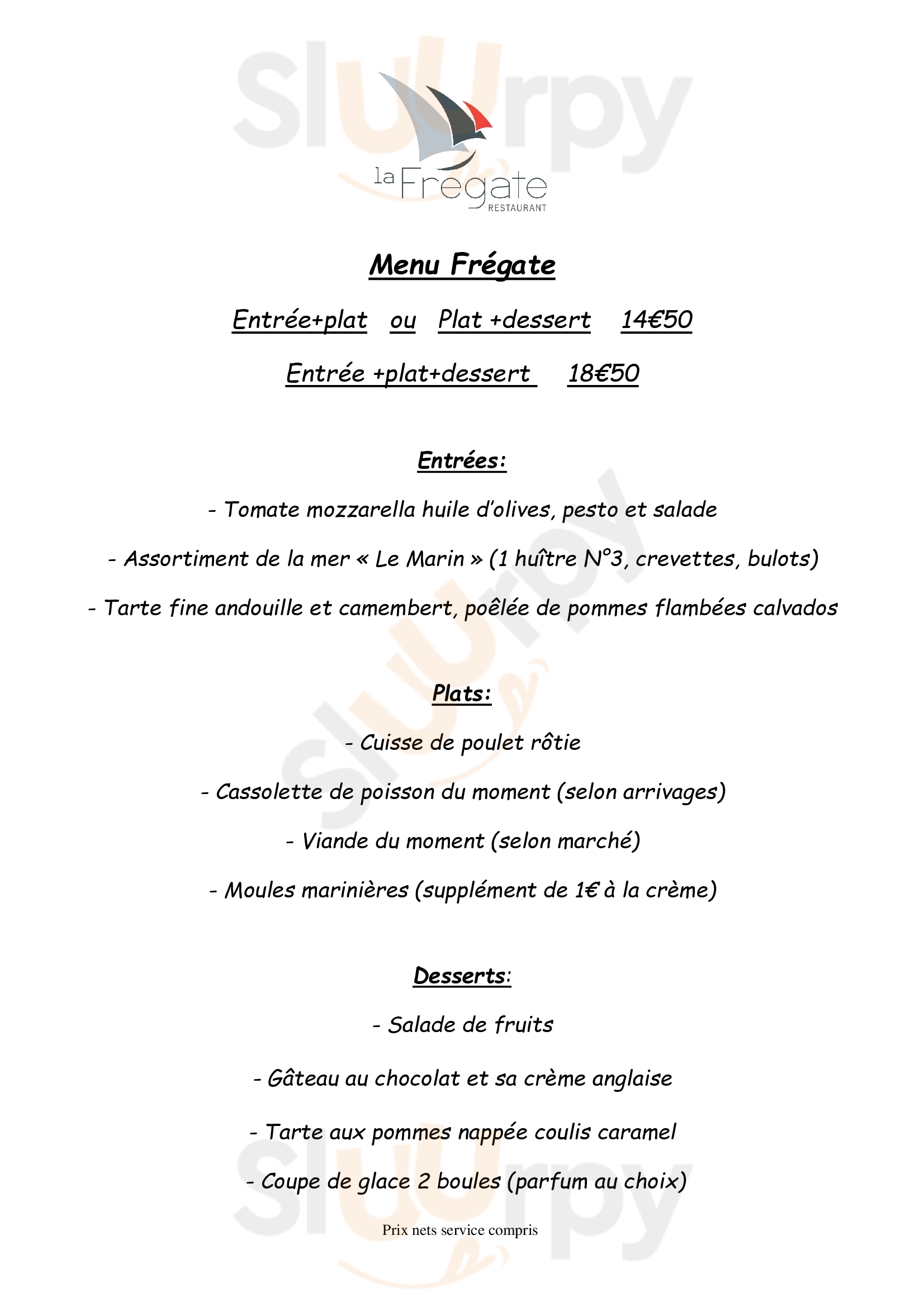 Restaurant La Fregate Ouistreham Menu - 1