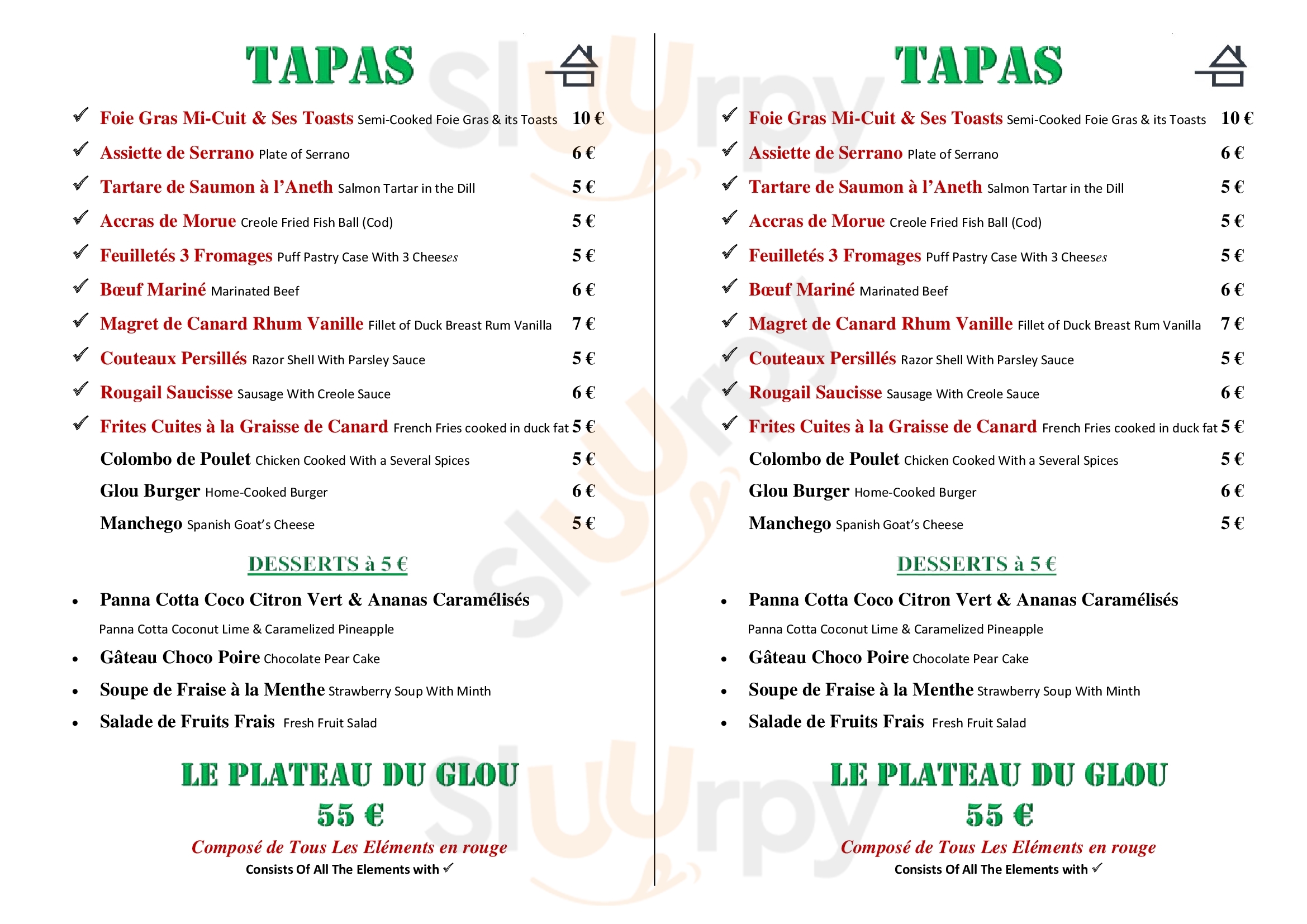 Le Glou Toulouse Menu - 1