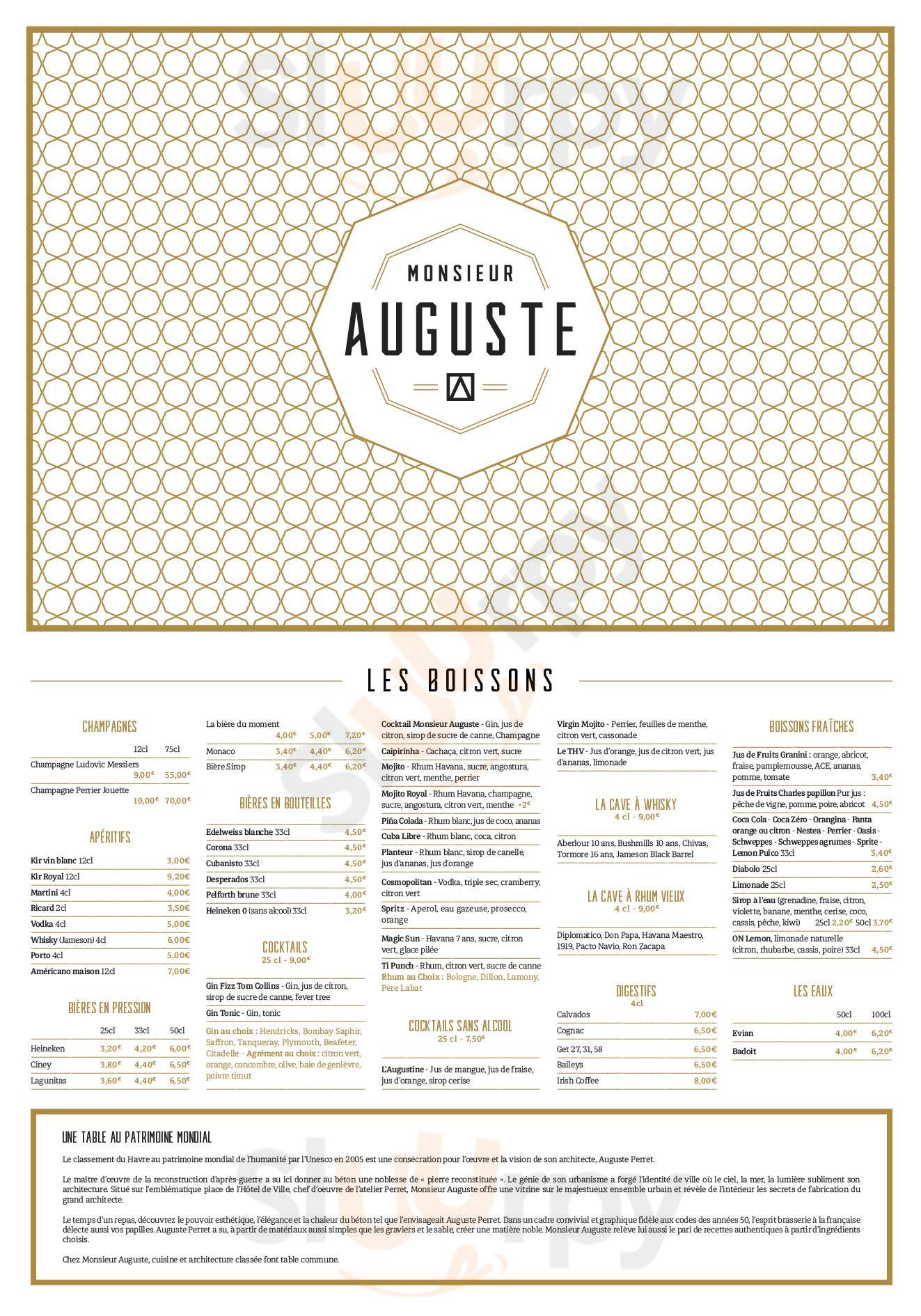 Monsieur Auguste Le Havre Menu - 1