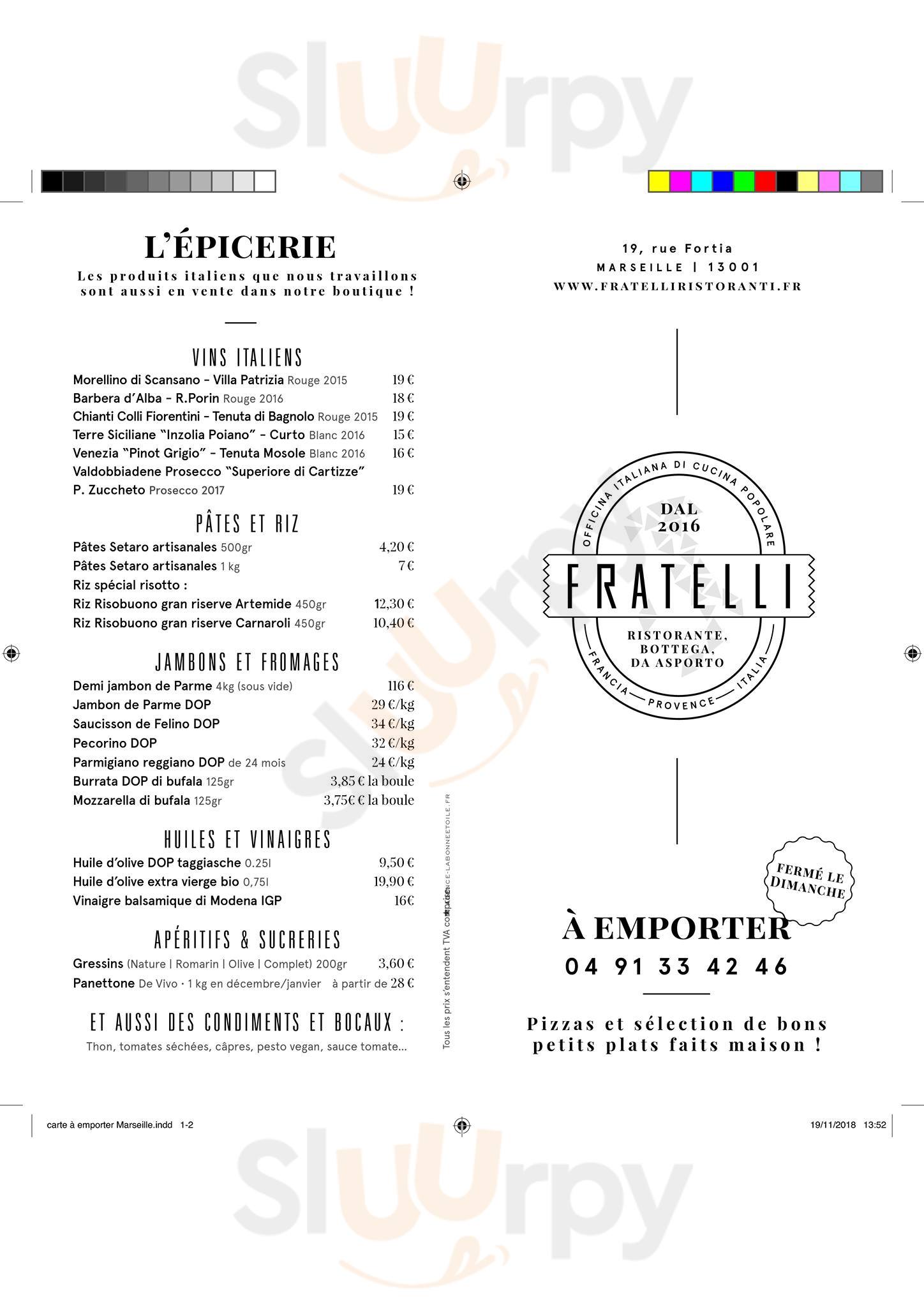 Fratelli Ristorante Marsiglia Marseille Menu - 1