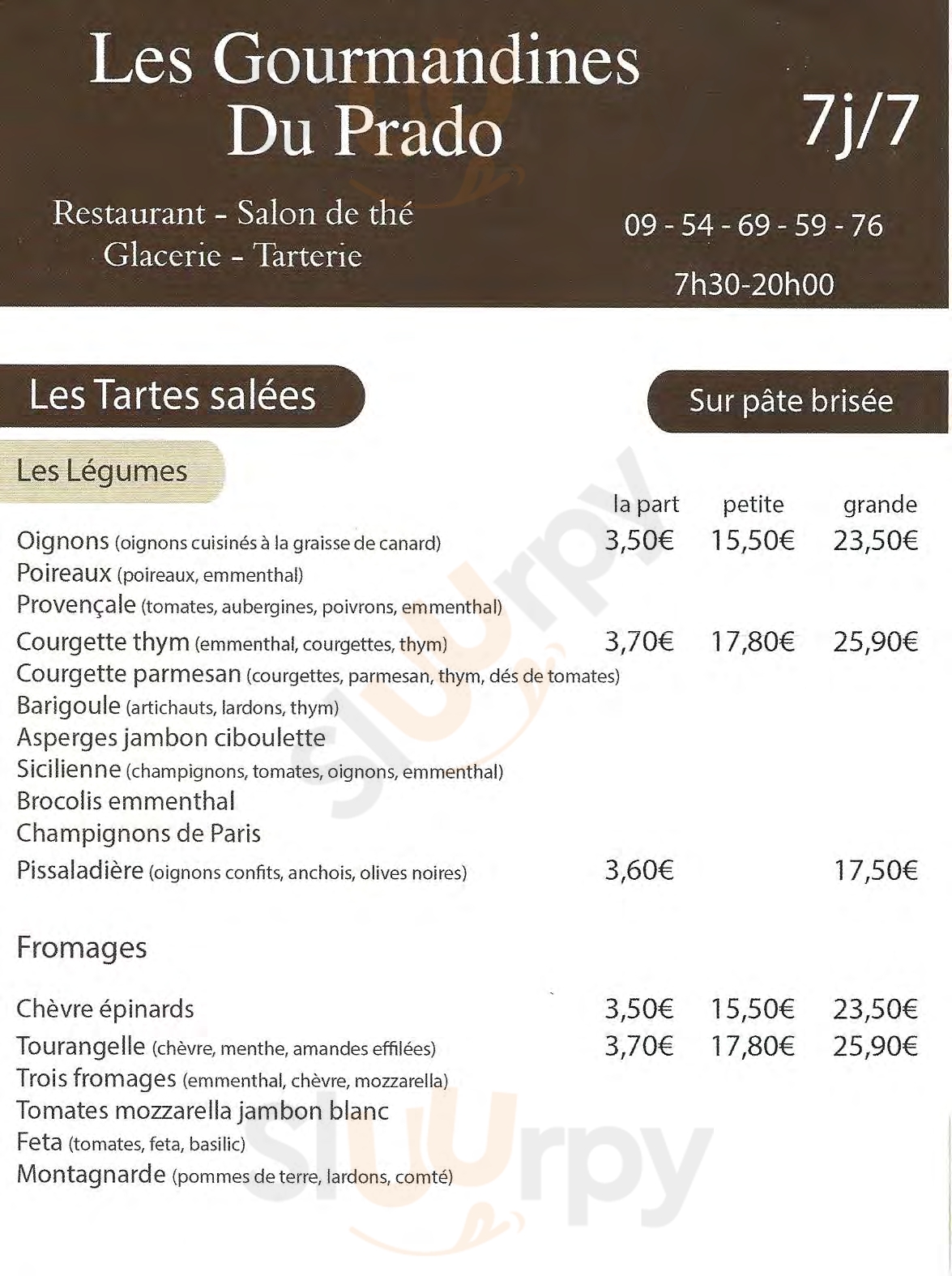 Les Gourmandines Du Prado Marseille Menu - 1