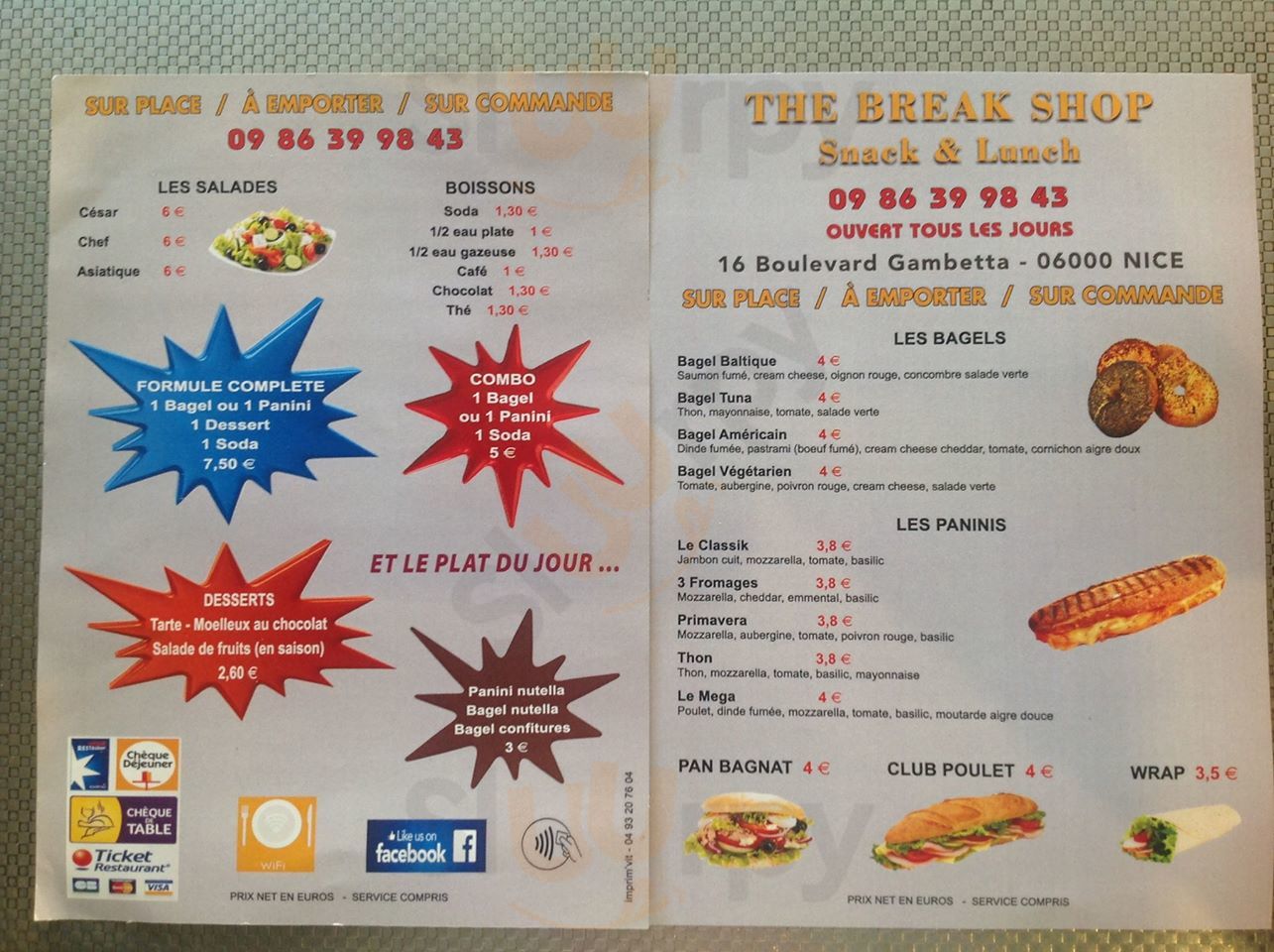 The Break Shop Snack Et Lunch Nice Menu - 1