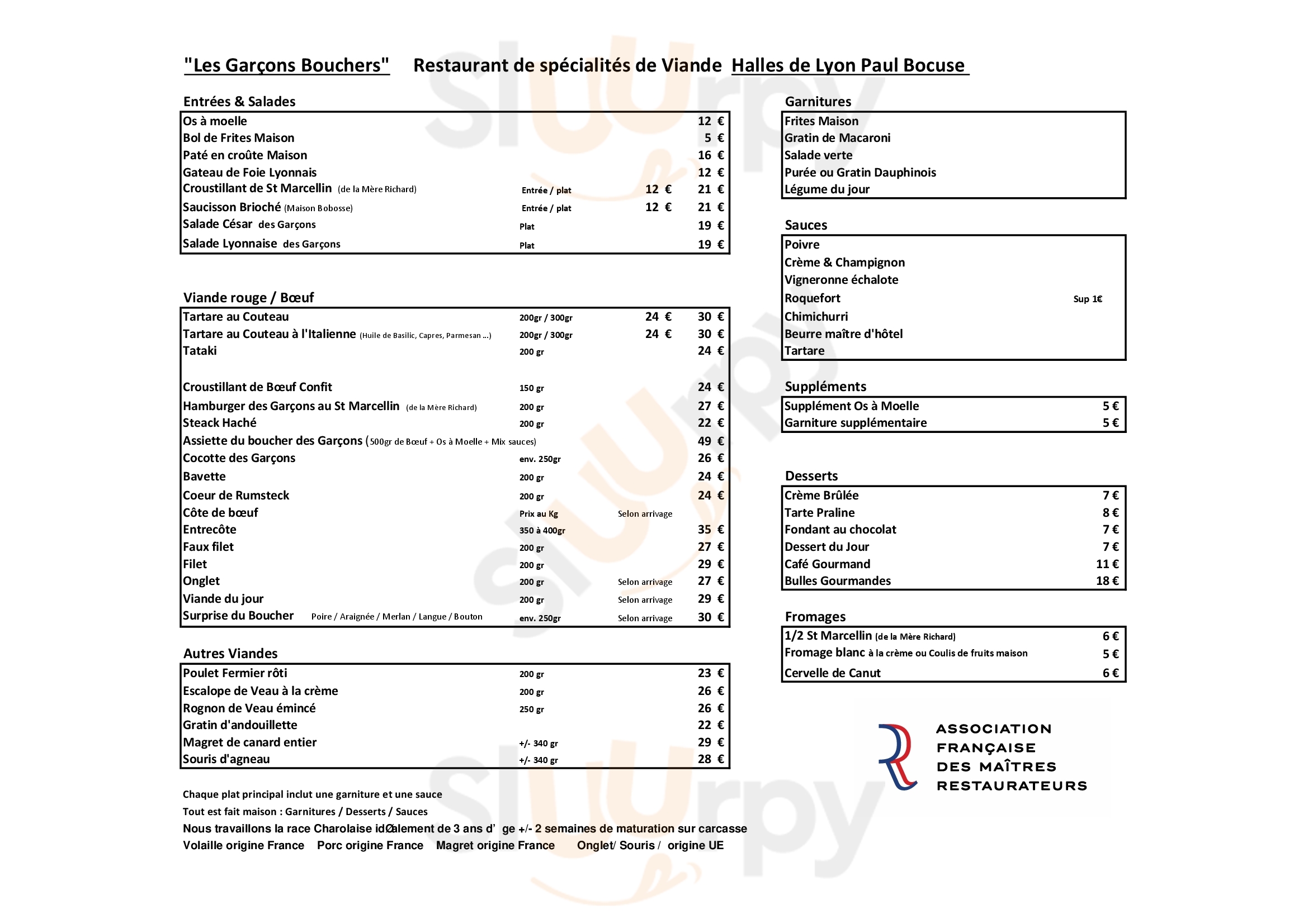 Les Garcons Bouchers Lyon Menu - 1