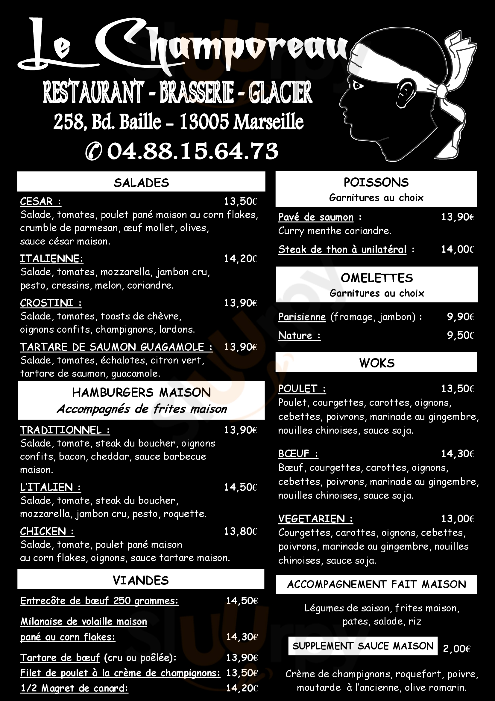 Le Champoreau Restaurant Brasserie Marseille Menu - 1